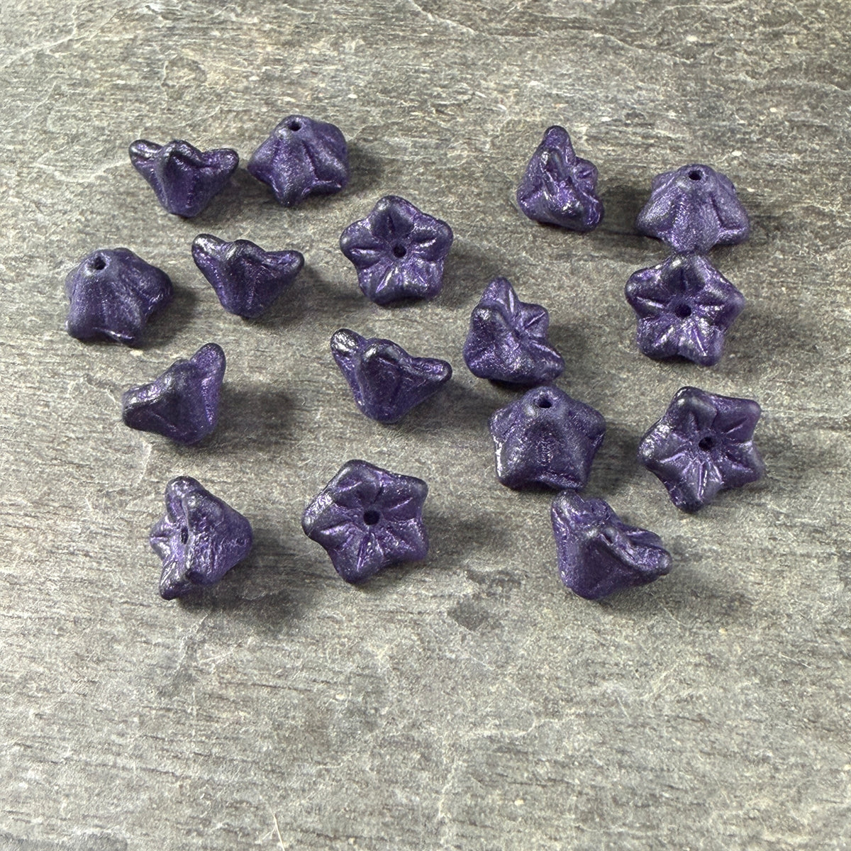 Czech Glass Beads - 6x9mm Bell Flower, Matte Dark Purple (BF/N-1105-B) * Qty. 25 (Copy)