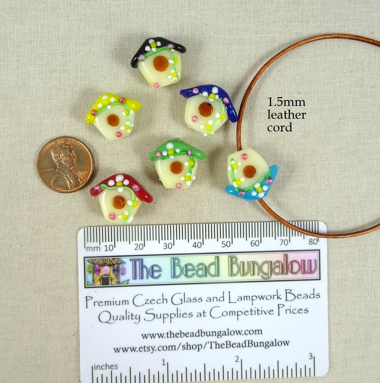 Birdhouse Beads, Unique Lampwork Beads, Birdhouse Shaped Glass Beads, 16mmx19mm Bird house Beads, Select by color - Sold Individually