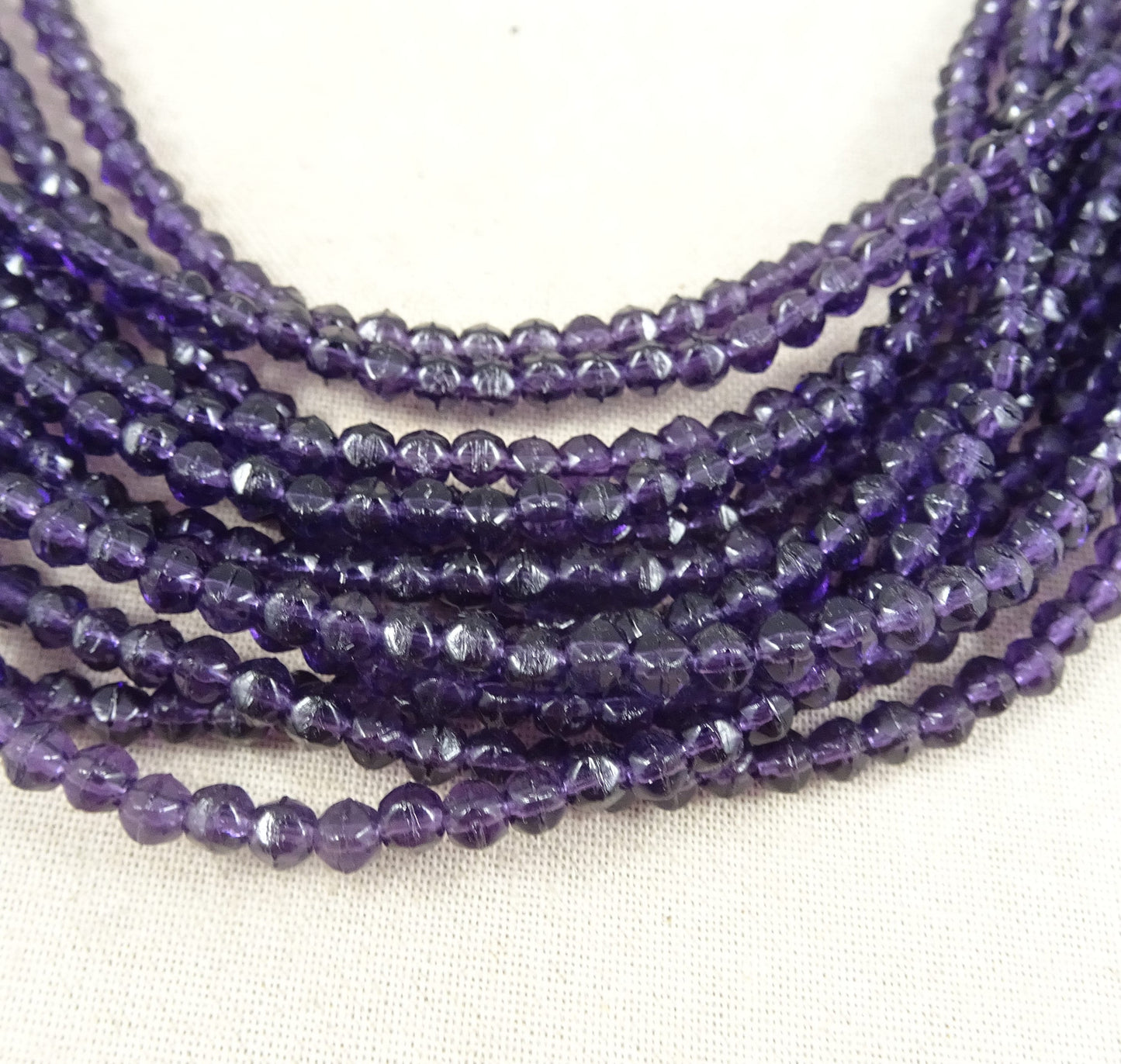 Czech Beads - 3mm English Cut Faceted Cube - Tanzanite Dark Purple Glass Beads (EC3/SM-2051) * Qty. 50
