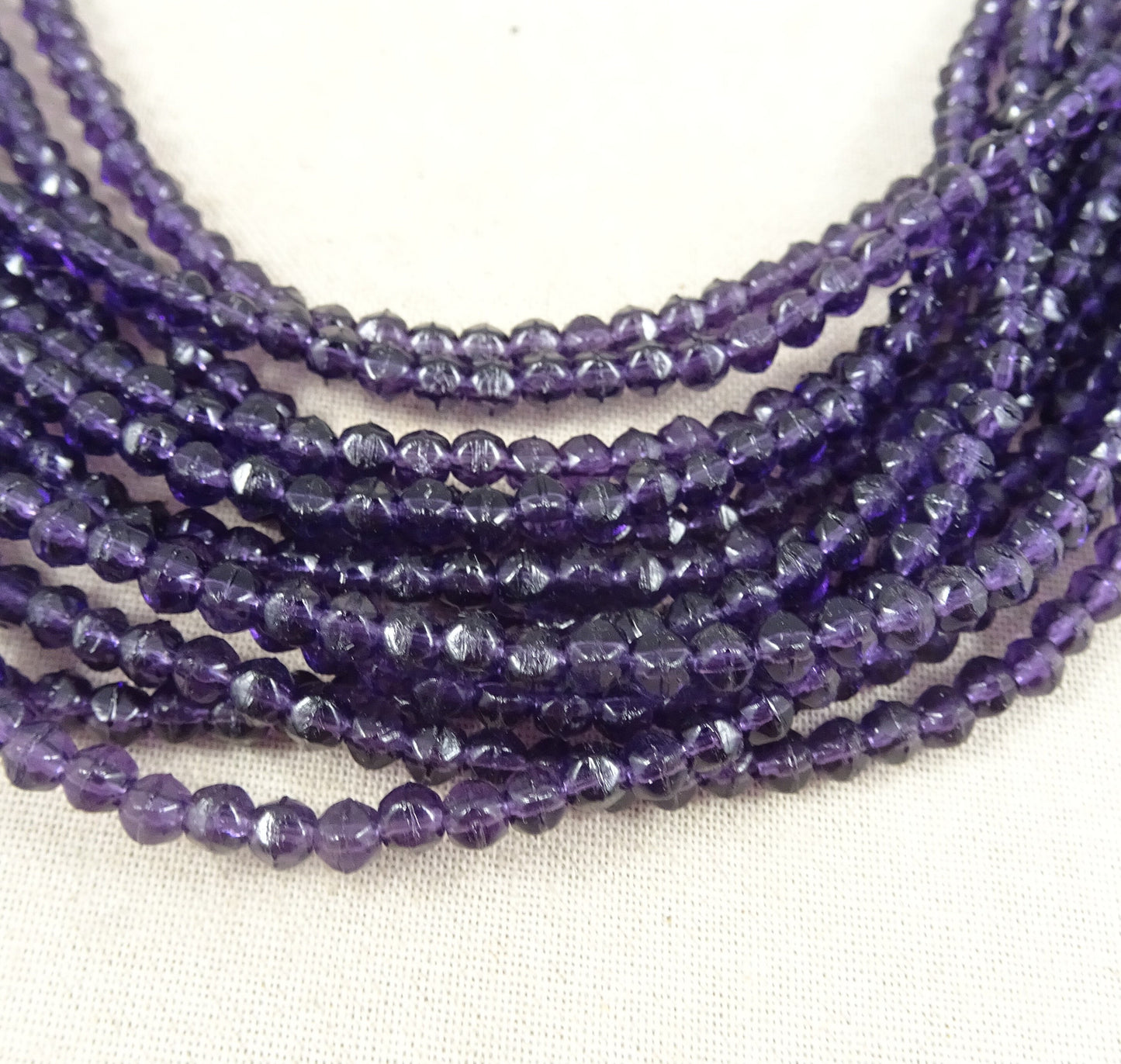Czech Beads - 3mm English Cut Faceted Cube - Tanzanite Dark Purple Glass Beads (EC3/SM-2051) * Qty. 50