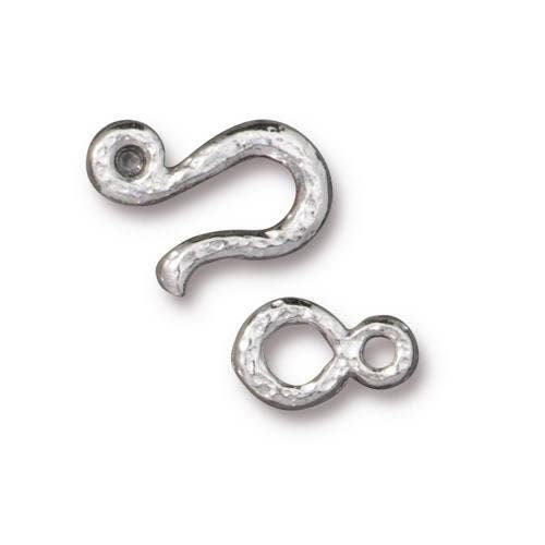 TierraCast Silver Hook and Eye Clasp, White Bronze Plated Pewter (PF/977-28) * Qty. 3