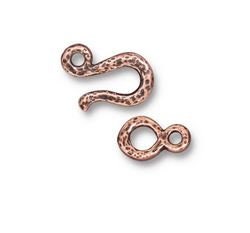 TierraCast Hook and Eye Clasp, Antiqued Copper Plated Pewter (PF/977-87) * Qty. 3