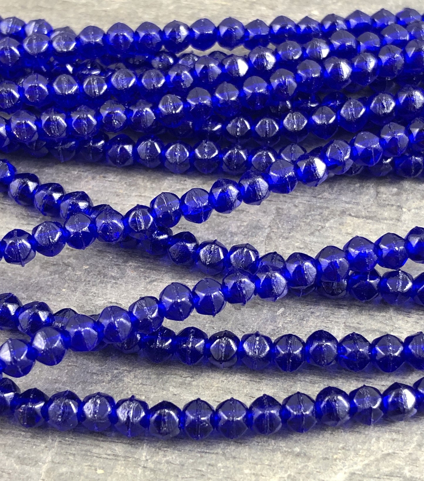 Cobalt Blue Czech Glass Beads, 3mm English Cut, Blue Glass Beads (EC/SM-3009) * Qty. 50