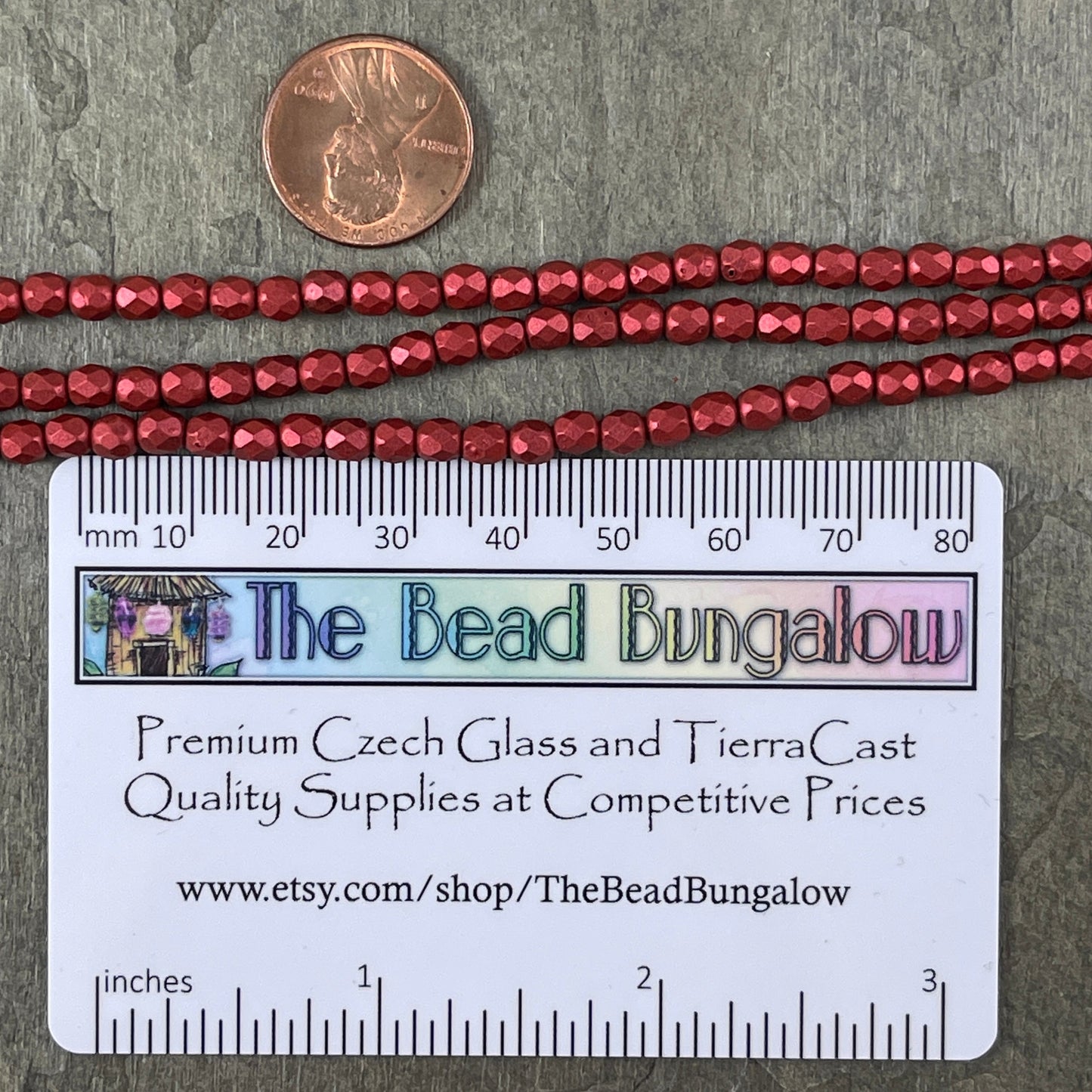 Czech Glass Beads - 4mm Matte Metallic Red Beads, Metallic Lava Faceted Round Beads (FP4/SM-K0189) - Qty. 50