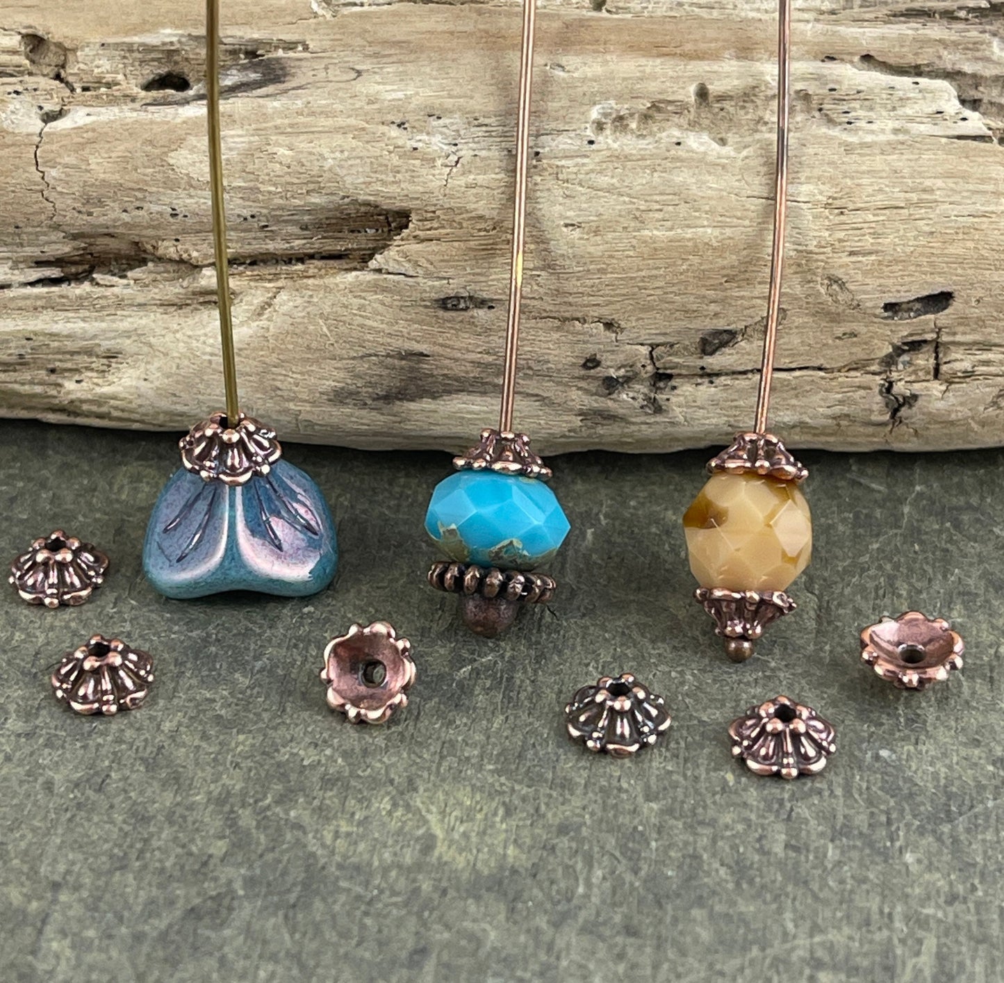 NEW TierraCast Tiffany Bead Caps, 6mm Antiqued Copper Plated Bead Caps (PF779-87) * Qty. 20