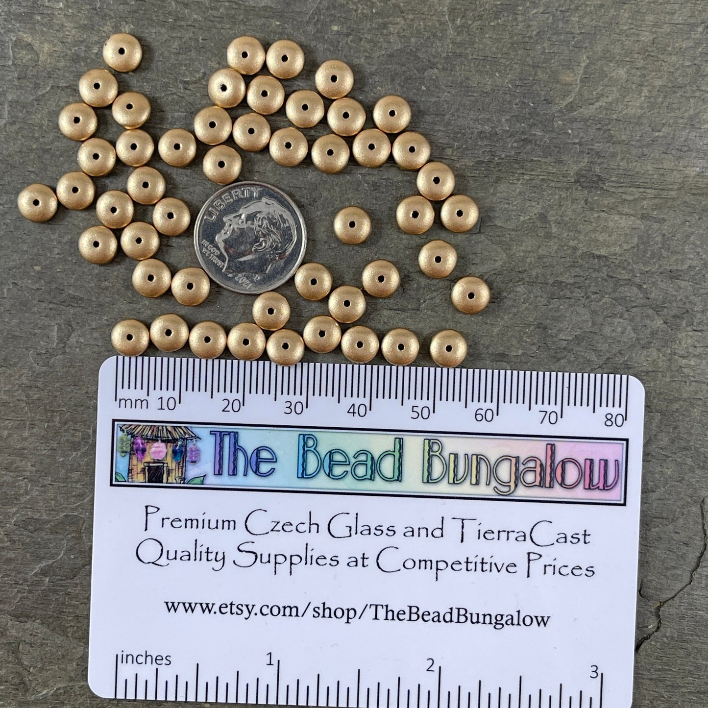 Matte Gold Rondelle Spacer Disc Czech Beads 6x2mm Rondelle Gold Czech Glass Beads Satin Finish Gold Coated Beads (RD6/RJ-4530) * Qty. 50