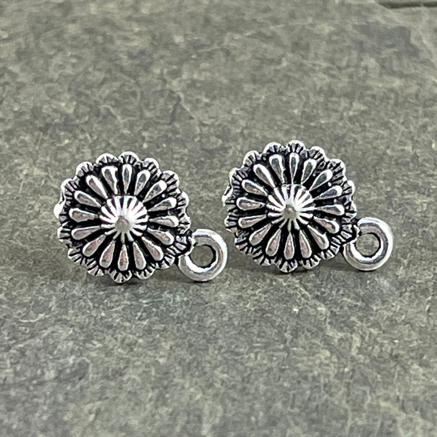 TierraCast 10.2mm Concho Post Earring, Antiqued Silver with Titanium Post (PF/427-77) * Qty. 4