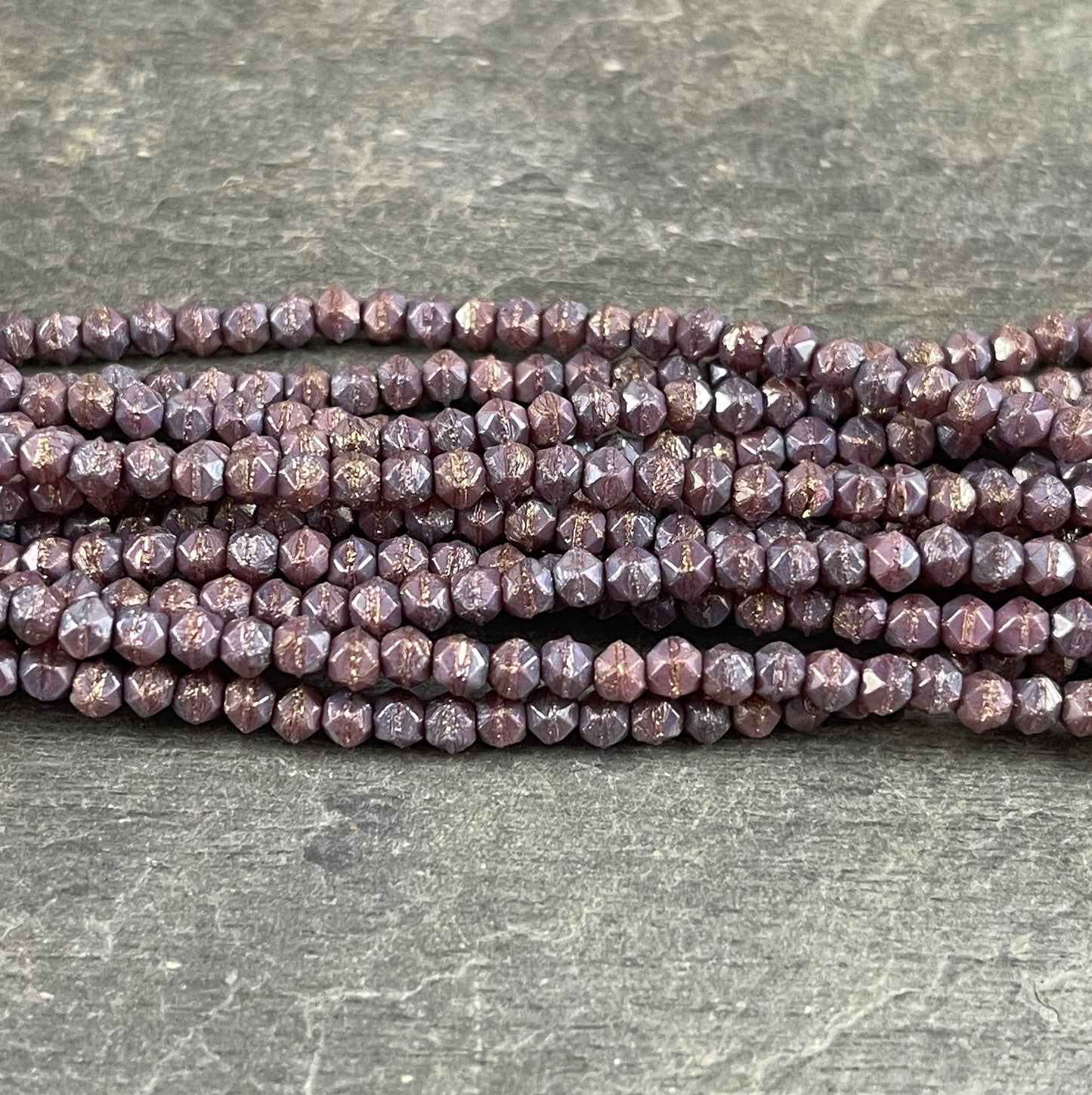 Purple Czech Glass Beads - 3mm English Cut Beads Turquoise Spacer Bead Oxidized Bronzed Berry Faceted Cube Spacer (EC/SM-15764) * Qty. 50