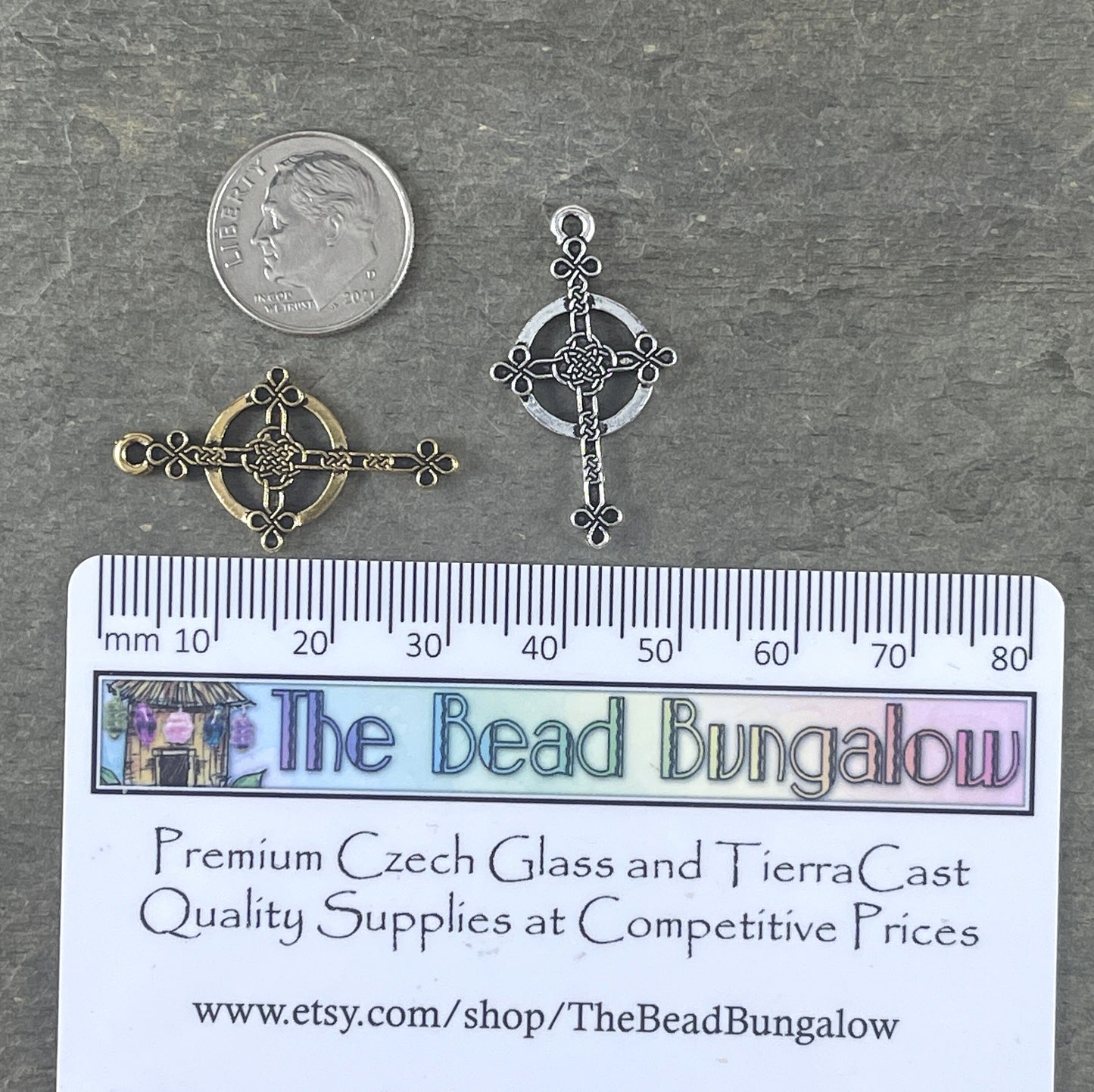 TierraCast Charms Halo Celtic Cross Drop Keep The Faith Collection 30mm Antiqued Silver Double Sided Cross Pendant (TC/2582-12) *
