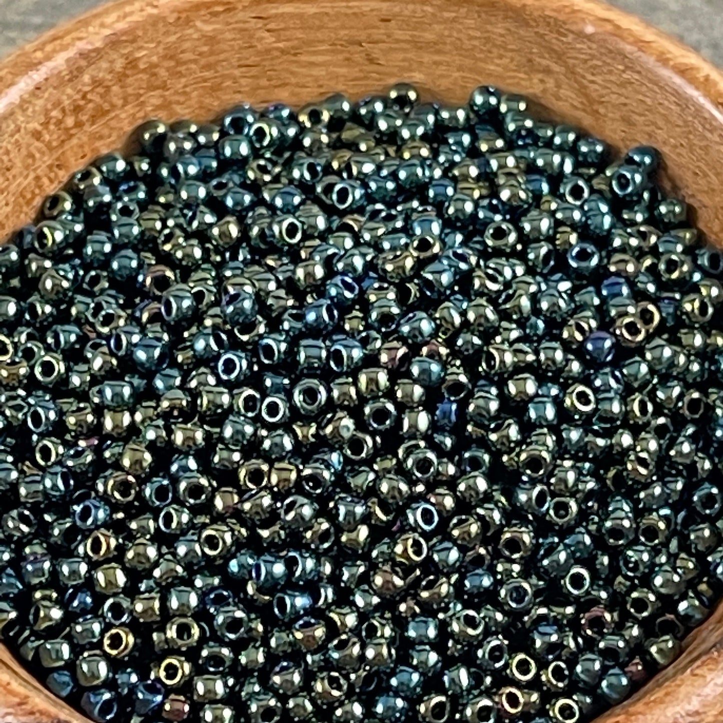 11/0 TOHO Seed Beads - 2mm Green Iris Seed Bead, Blue and Green Glass Beads (T388-84) * Qty. 15 grams