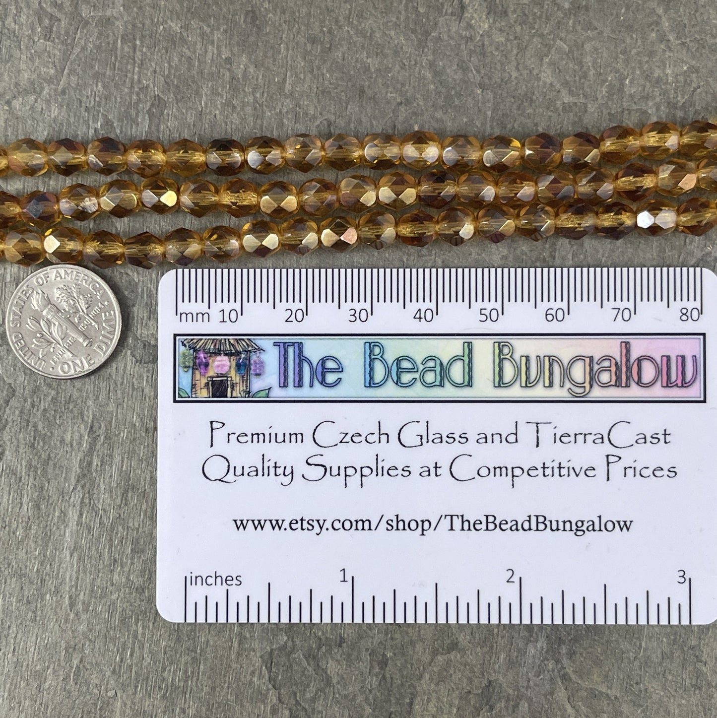 6mm Honey Gold Faceted Round Beads ~ 6mm Twilight Topaz Transparent Gold (FP6/W1006) * Qty. 25