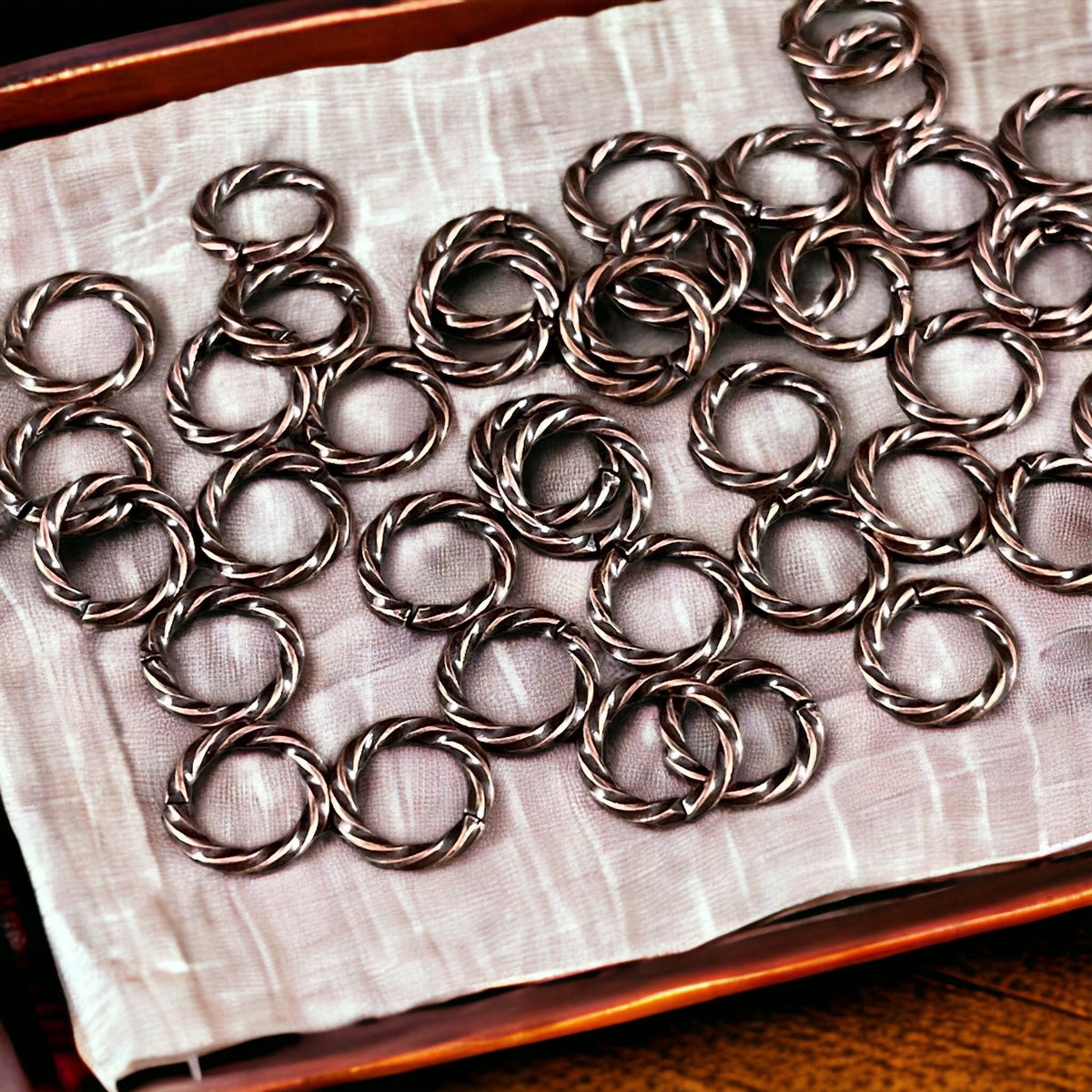 8mm Twisted Jumprings, Antiqued Copper 16g Open Jump Rings (FM/5034) * Qty. 50