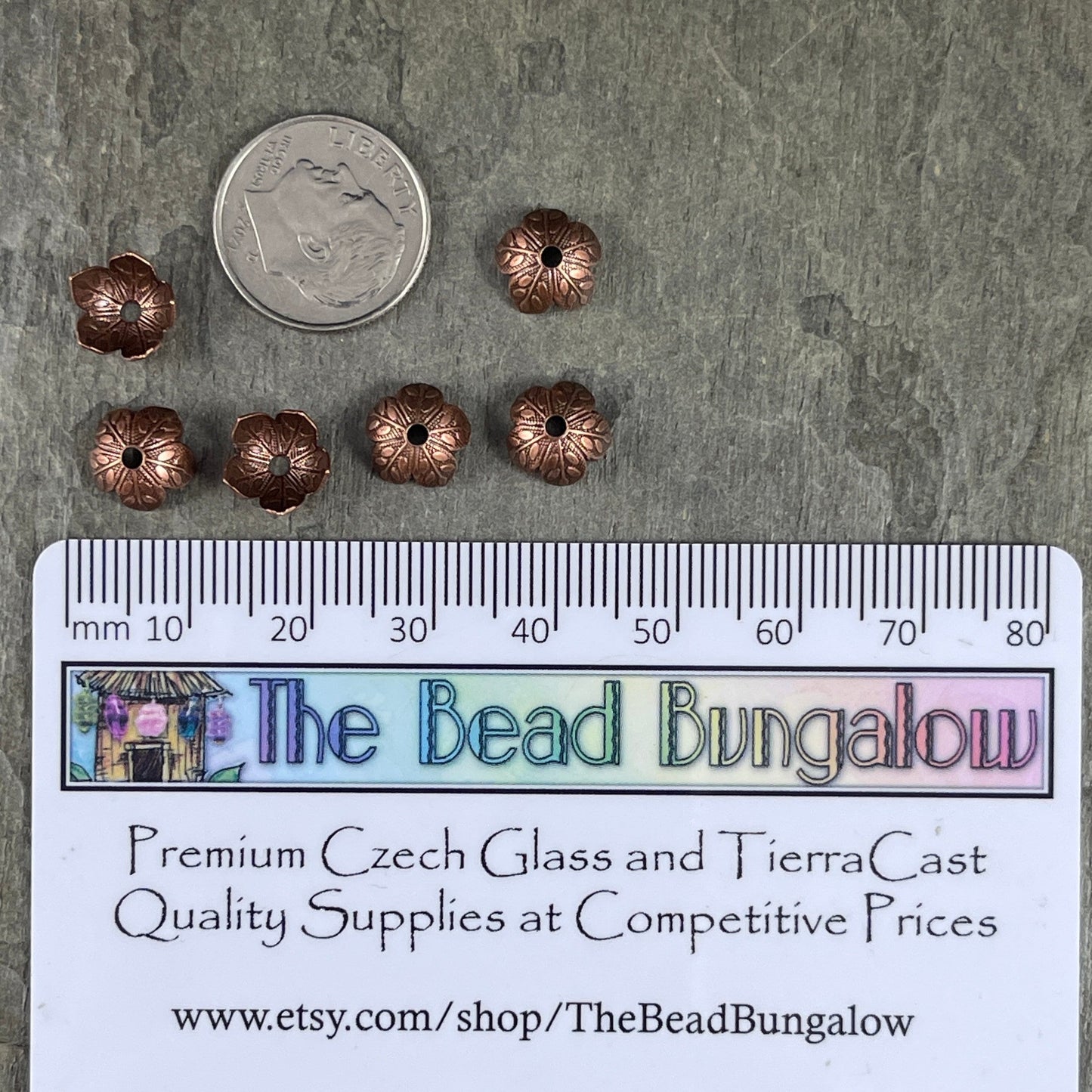Antiqued Copper 8mm Leaf Embossed Bead Caps, Copper Floral Bead Caps (X308A)