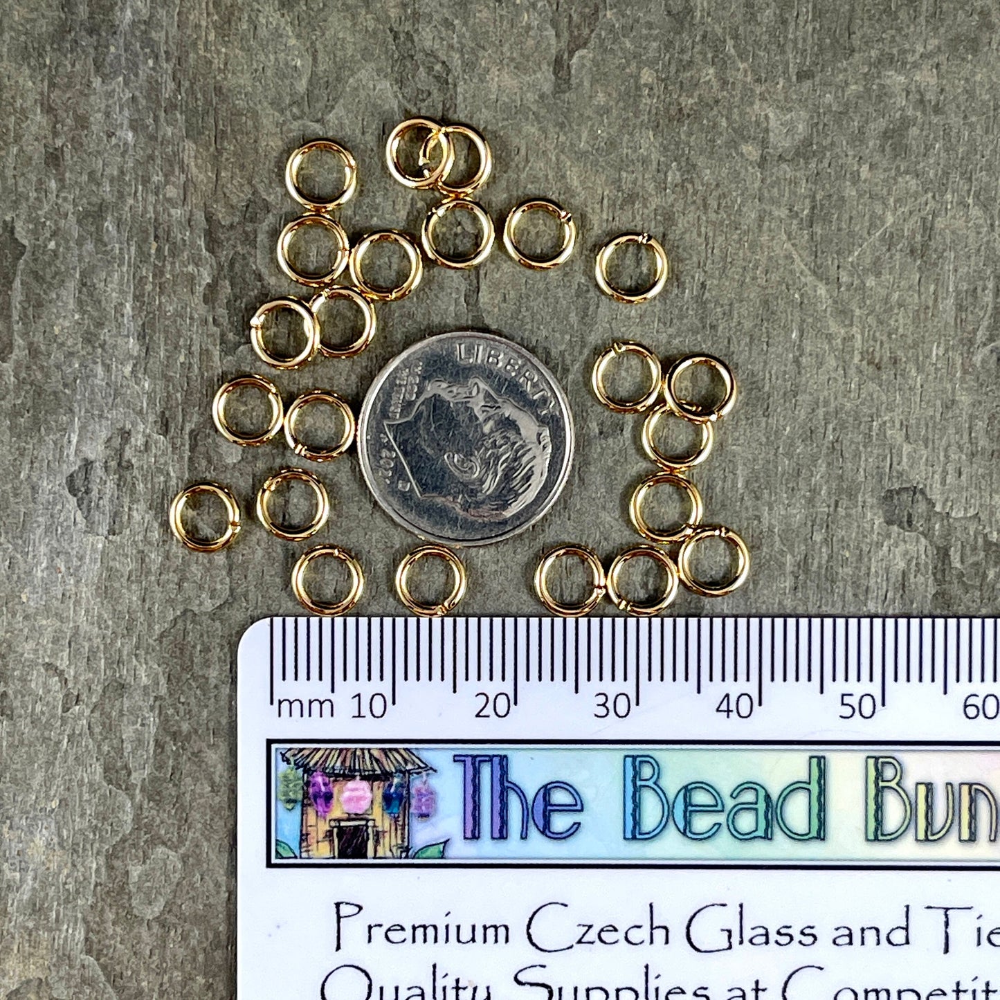 6mm Gold Jump Rings, 18g Plated Brass Open Jump Rings (4858) * Qty: 100