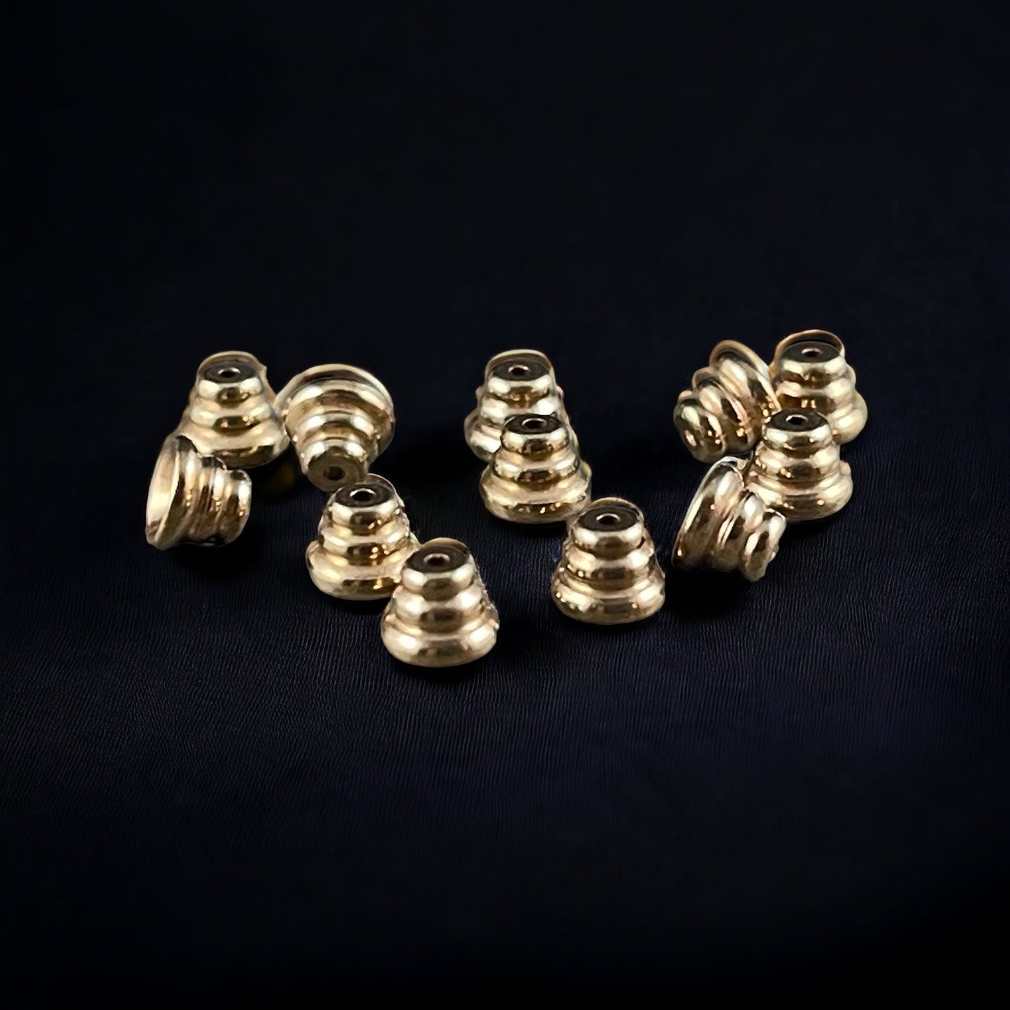 4mm Gold Beehive or Stacked Design, Raw Brass Bead Caps (BB50) *