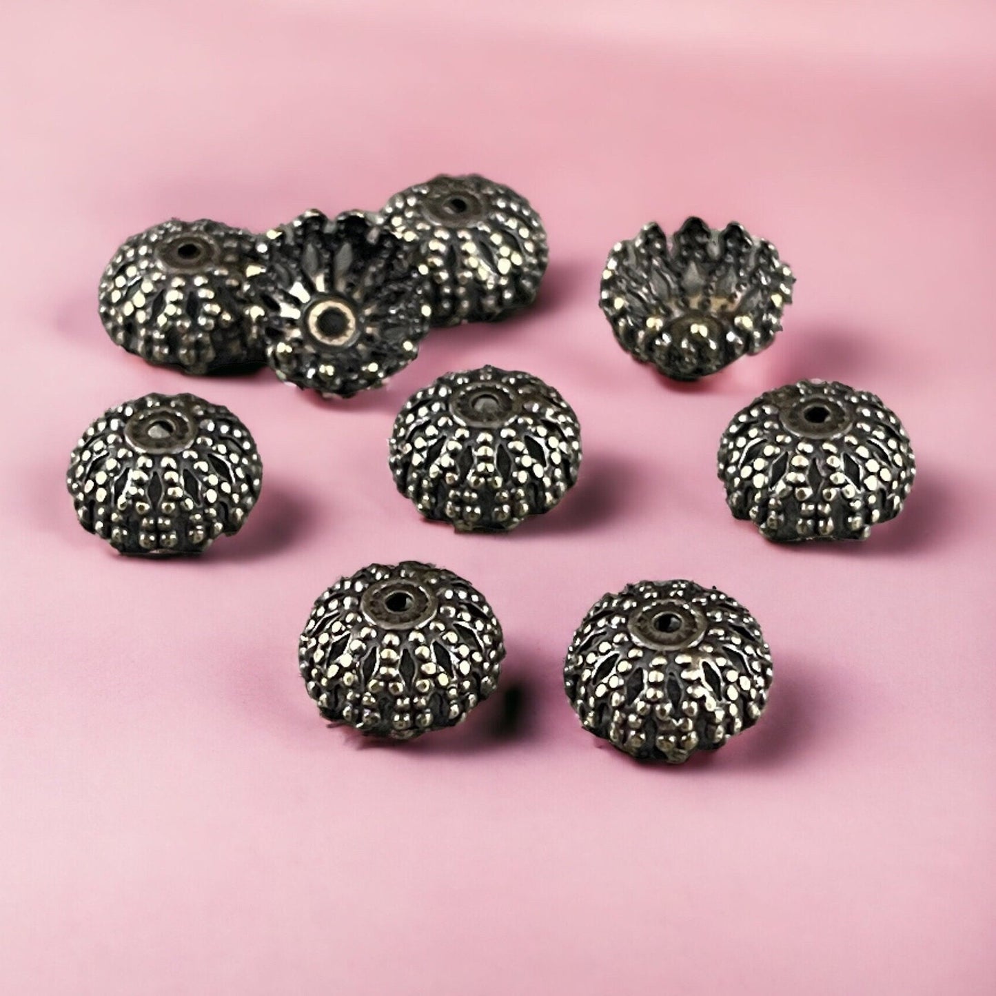 8mm Filigree Bead Caps, Antiqued Brass (BC-5609) * Qty. 20