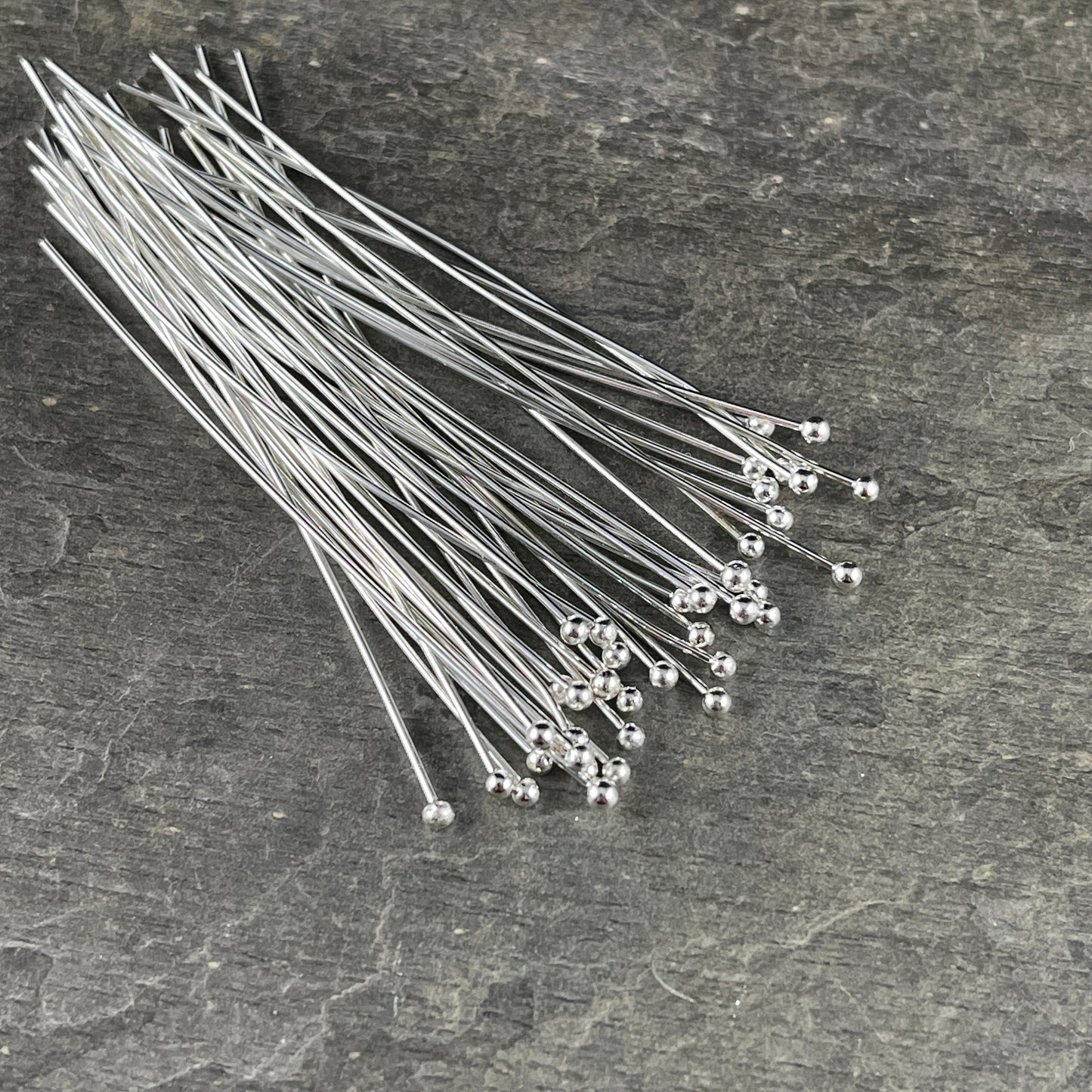 Silver Ball Headpins ~ 2 1/4" 22g Ball Headpins ~ Silver Plated Brass Head Pins (PH-BHP-S) * Qty. 100