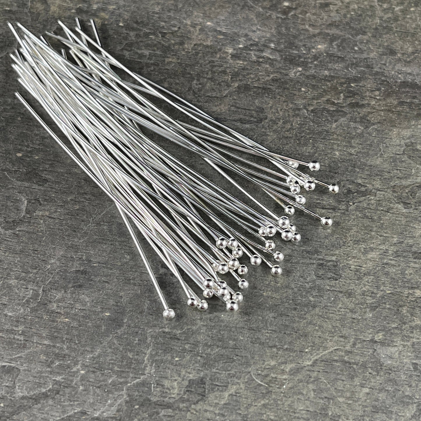 Silver Ball Headpins ~ 2 1/4" 22g Ball Headpins ~ Silver Plated Brass Head Pins (PH-BHP-S) * Qty. 100
