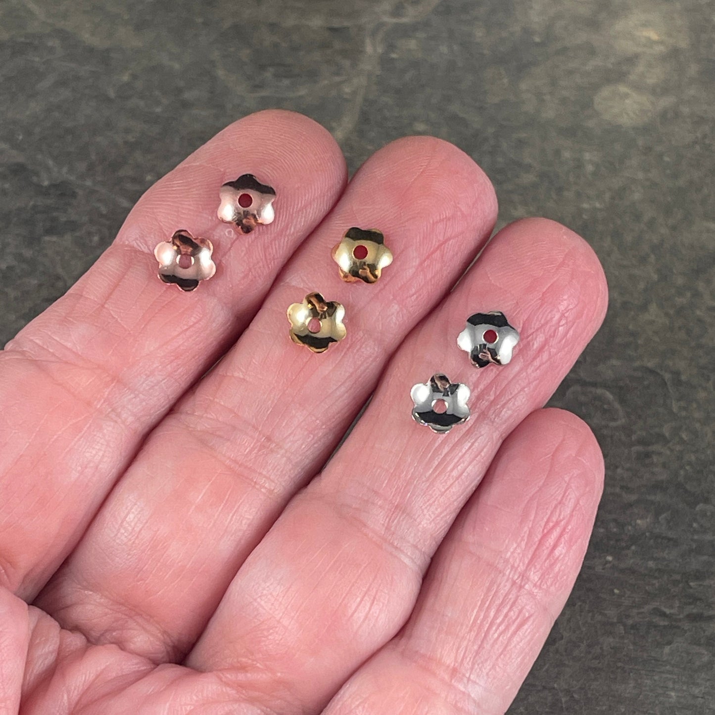 6mm Smooth Petal Bead Caps - Copper Plated, Gold Plated or Silver Plated (BC-7267) * Qty. 36