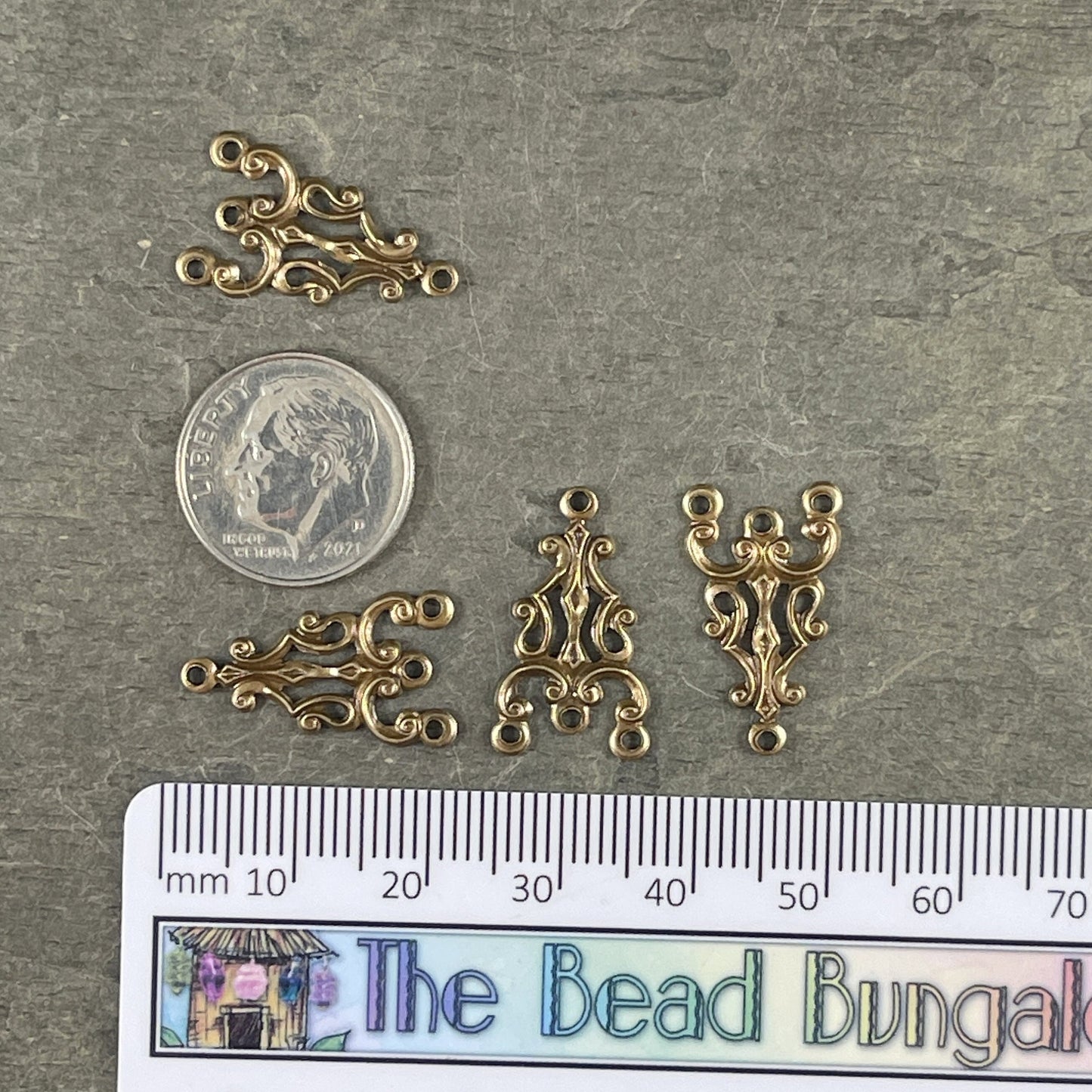 Oxidized Brass Ornate Links, 3 to 1 Connector for Earrings or Multi Strand Jewelry, 20x11mm Link (VJS/A545) * Qty. 6