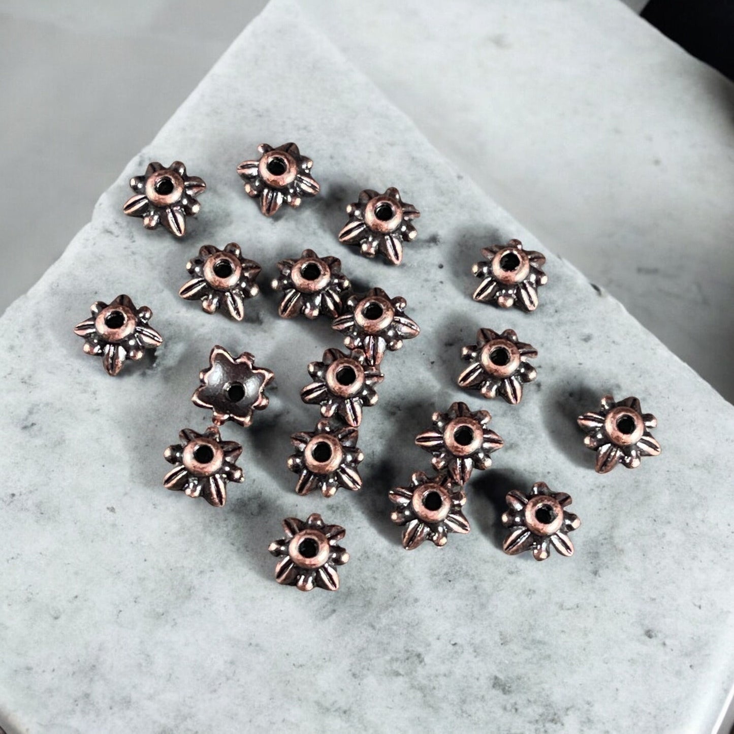 TierraCast 5mm Petal Bead Caps, Antiqued Copper Plated Pewter (PF/775-87) * Qty. 20