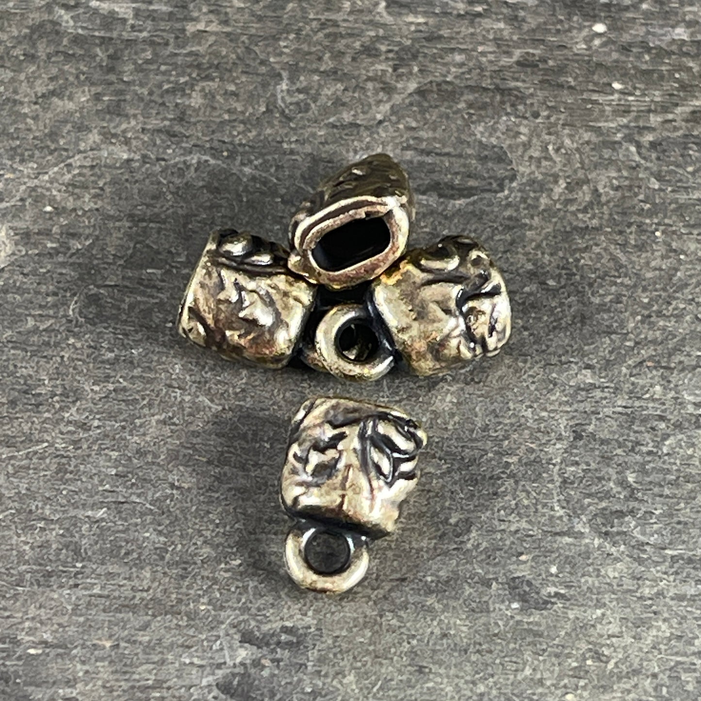 TierraCast Crimpable Cord Ends, Jardin End Caps for Leather, Antiqued Brass (PF/900-57) * Qty. 4