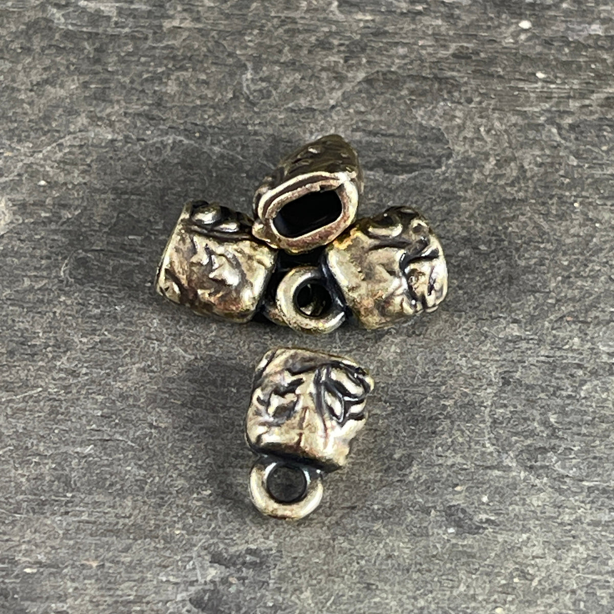 TierraCast Crimpable Cord Ends, Jardin End Caps for Leather, Antiqued Brass (PF/900-57) * Qty. 4