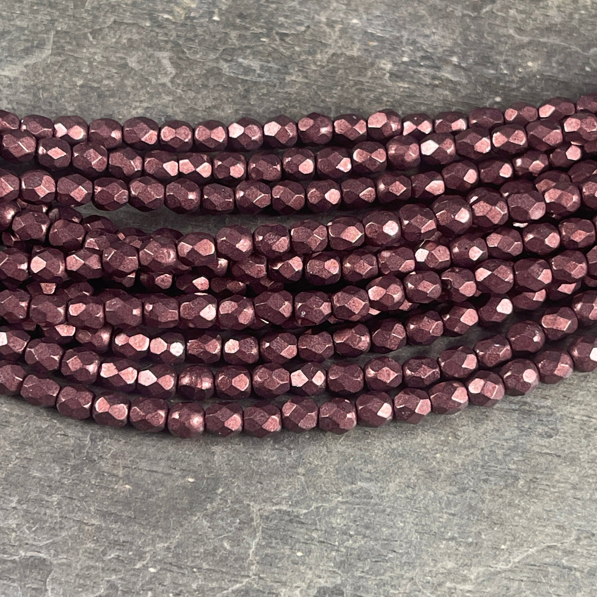 Czech Glass Beads - 4mm Faceted Round Beads - Matte Satin Brown ColorTrends Chicory Coffee (FP4/SM-07B01) - Qty. 50