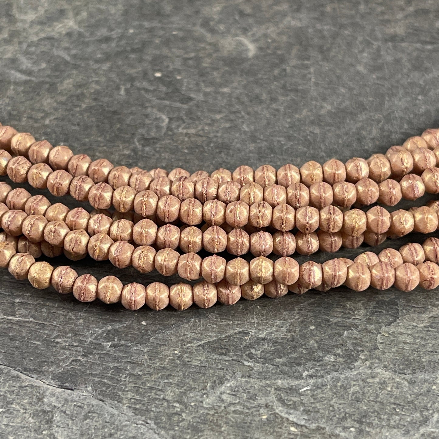 Czech Glass Beads - 3mm English Cut Beads,Light Golden Brown Picasso Beads (EC3/SM-PS1006) * Qty. 50