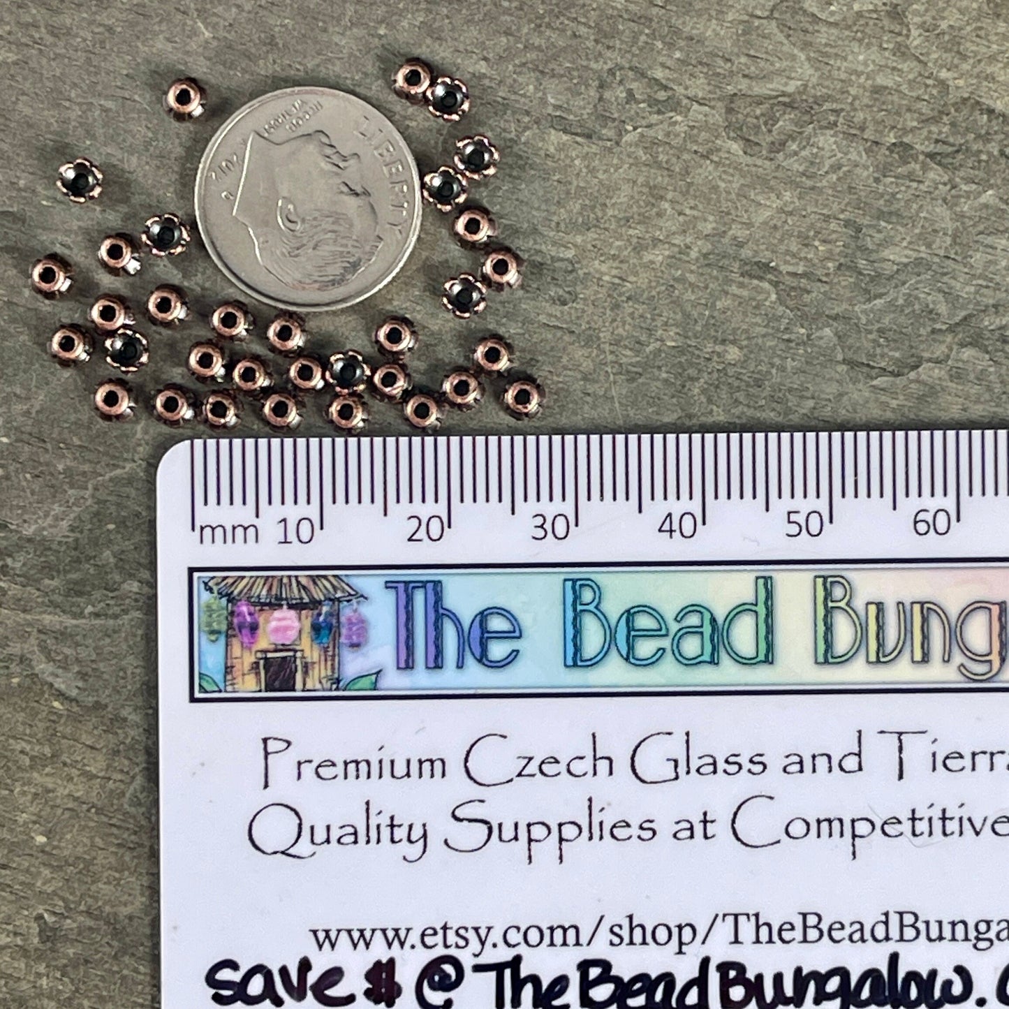 TierraCast Antiqued Copper Flower Bead Caps, 3.5mm Tiny Scalloped Petal Bead Caps (PF/790-87) * Qty. 50