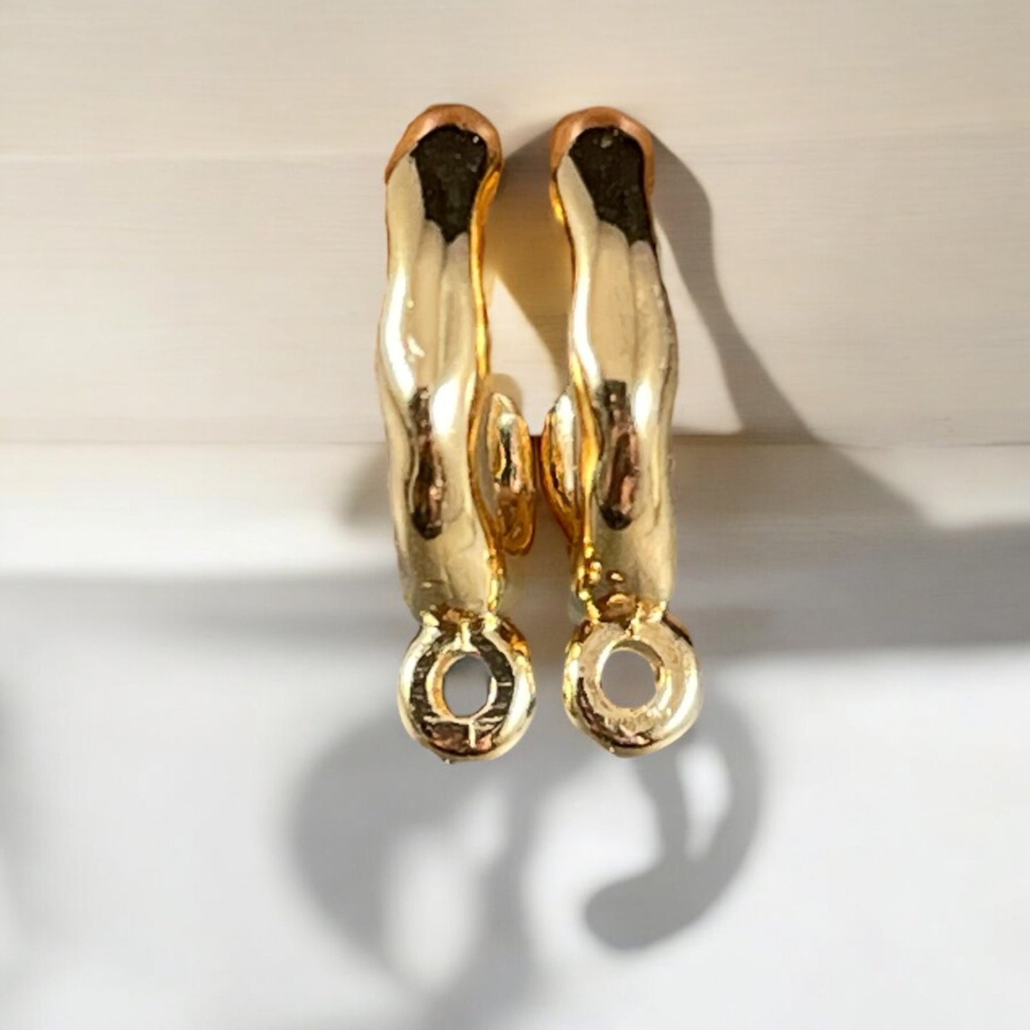 24k Gold Hoop with Loop Post Earring, Organic 16mm Hoop with 2mm Loop, Nickel Free (PF/01394-12) * Qty. 2