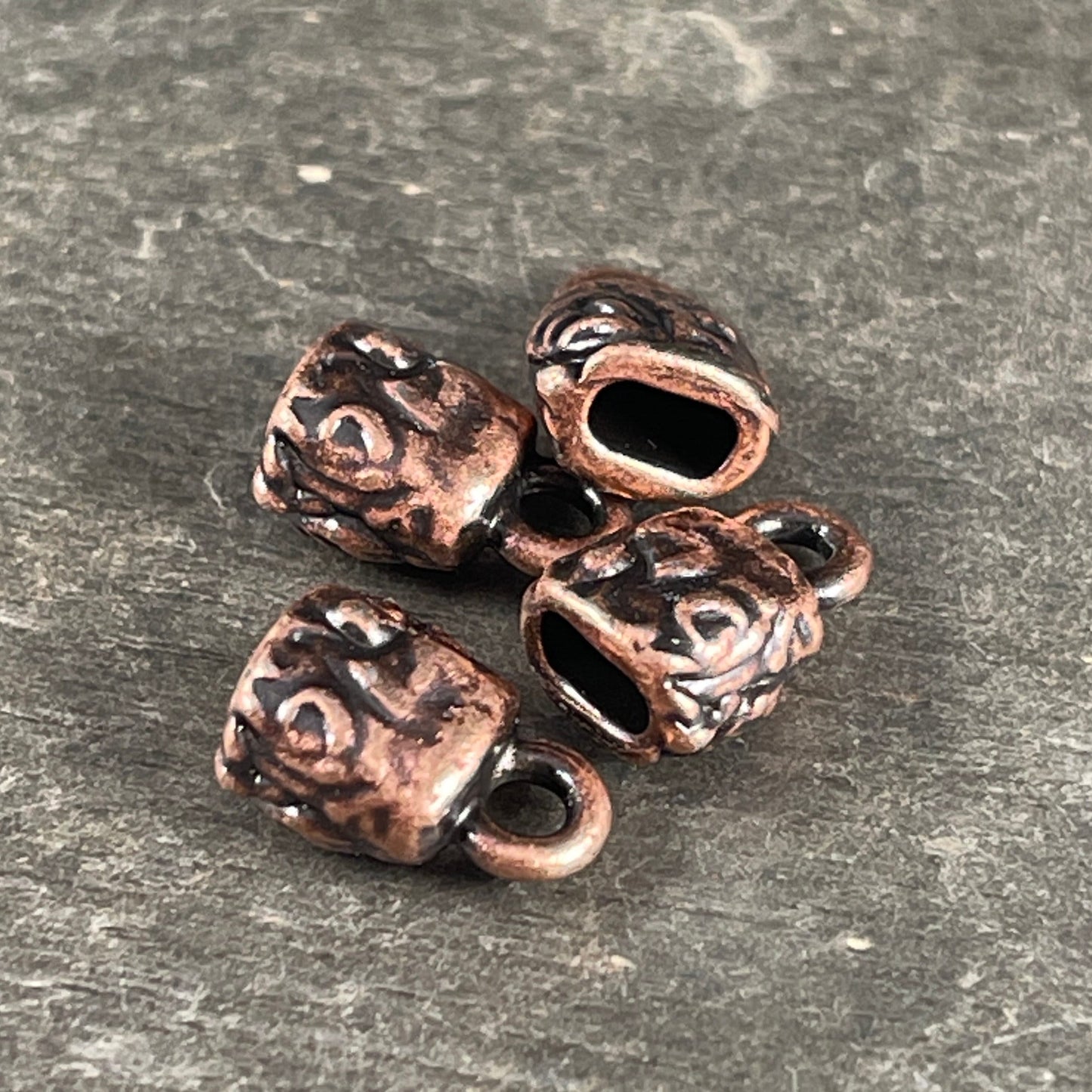 TierraCast Crimpable Cord Ends, Jardin End Caps for Leather, Antiqued Copper (PF/900-87) * Qty. 4