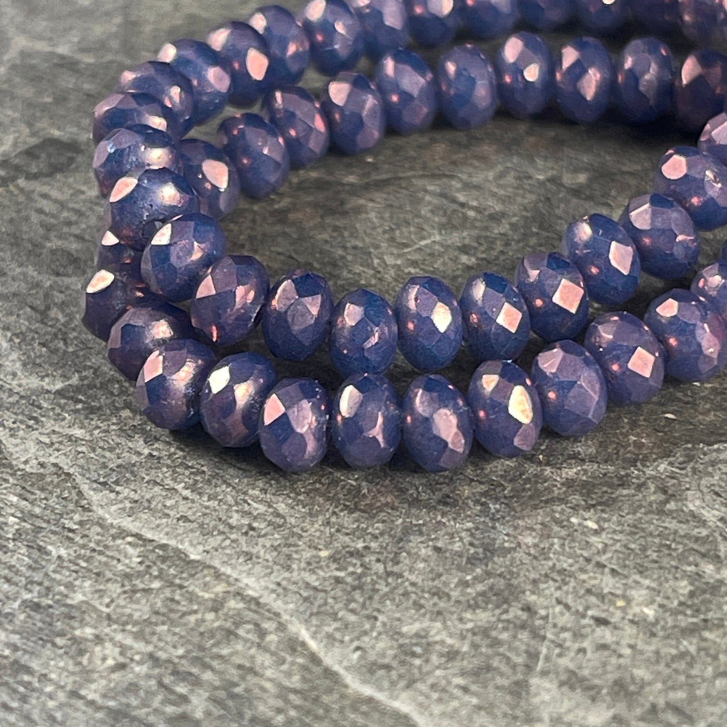 Indigo Luster Faceted Rondelles, 5x3mm Czech Glass Beads, Transparent Indigo Purple Beads (R5/N-0200) * Qty. 30