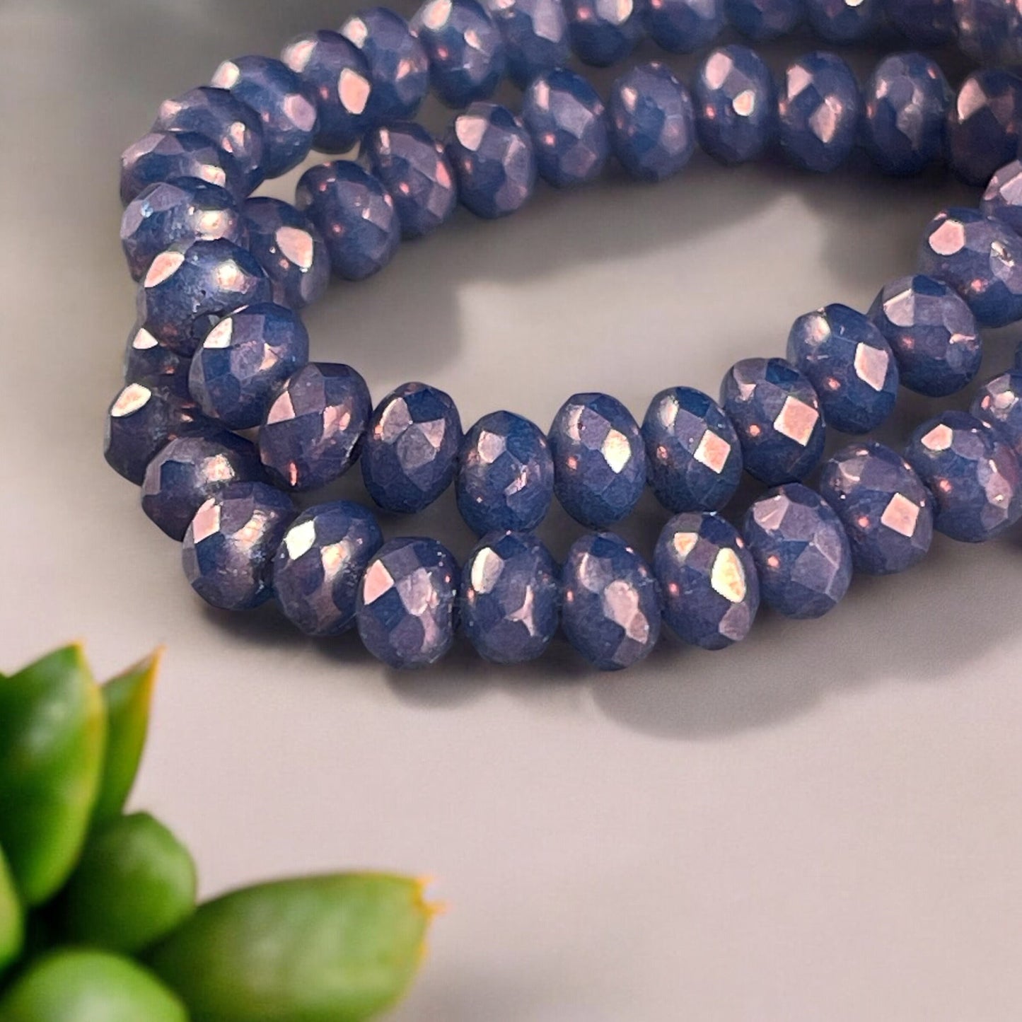 Indigo Luster Faceted Rondelles, 5x3mm Czech Glass Beads, Transparent Indigo Purple Beads (R5/N-0200) * Qty. 30