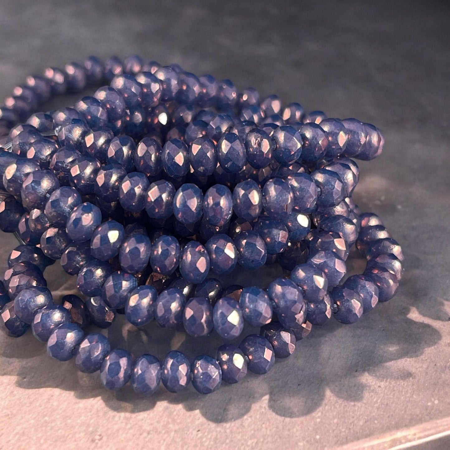 Indigo Luster Faceted Rondelles, 5x3mm Czech Glass Beads, Transparent Indigo Purple Beads (R5/N-0200) * Qty. 30