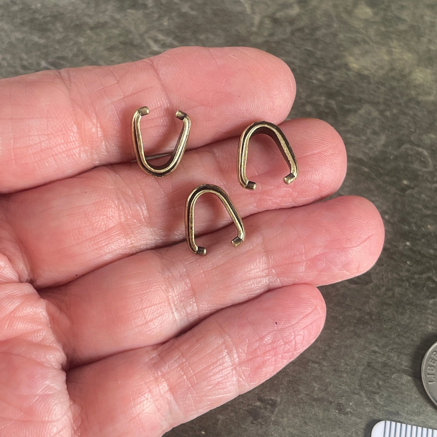 TierraCast 12mm Nouveau Pinch Bail, Antiqued Brass Bail for Pendants (PF/876-57) * Qty. 4