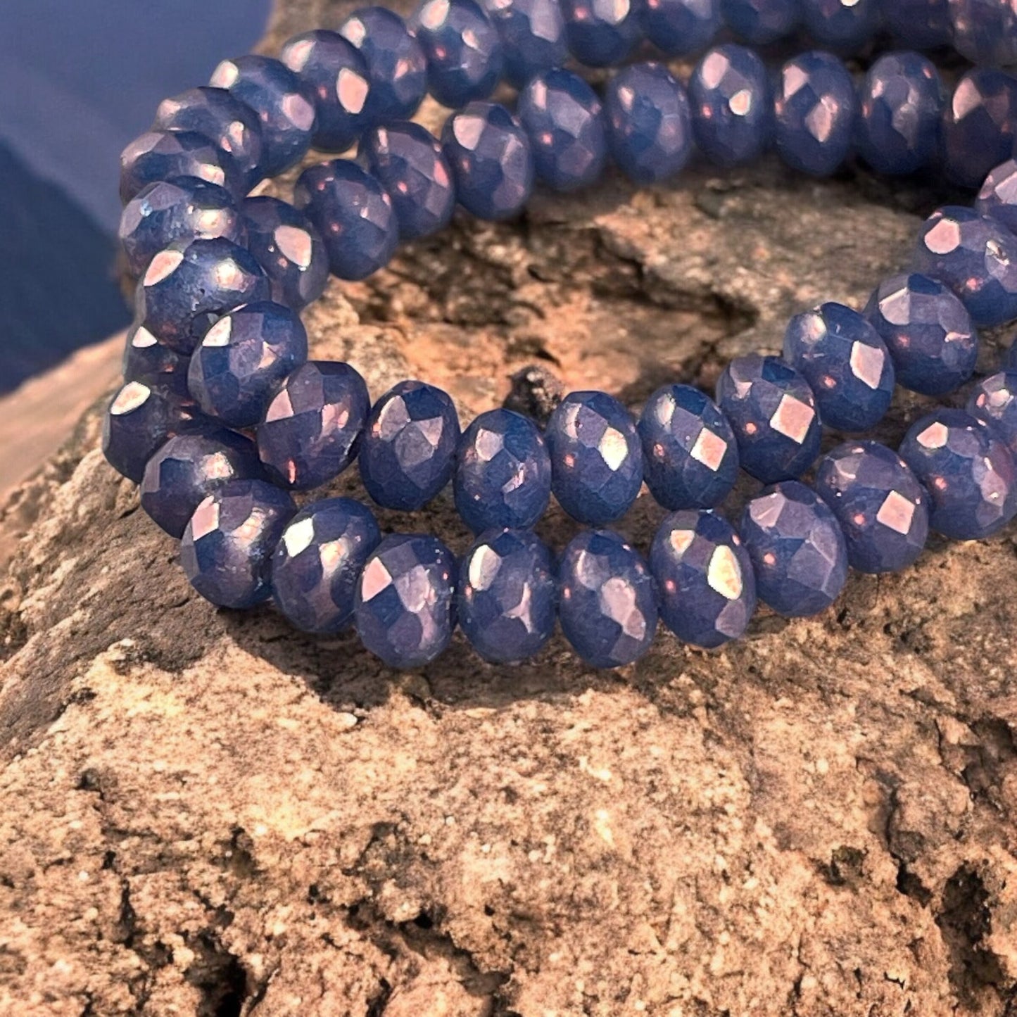 Indigo Luster Faceted Rondelles, 5x3mm Czech Glass Beads, Transparent Indigo Purple Beads (R5/N-0200) * Qty. 30