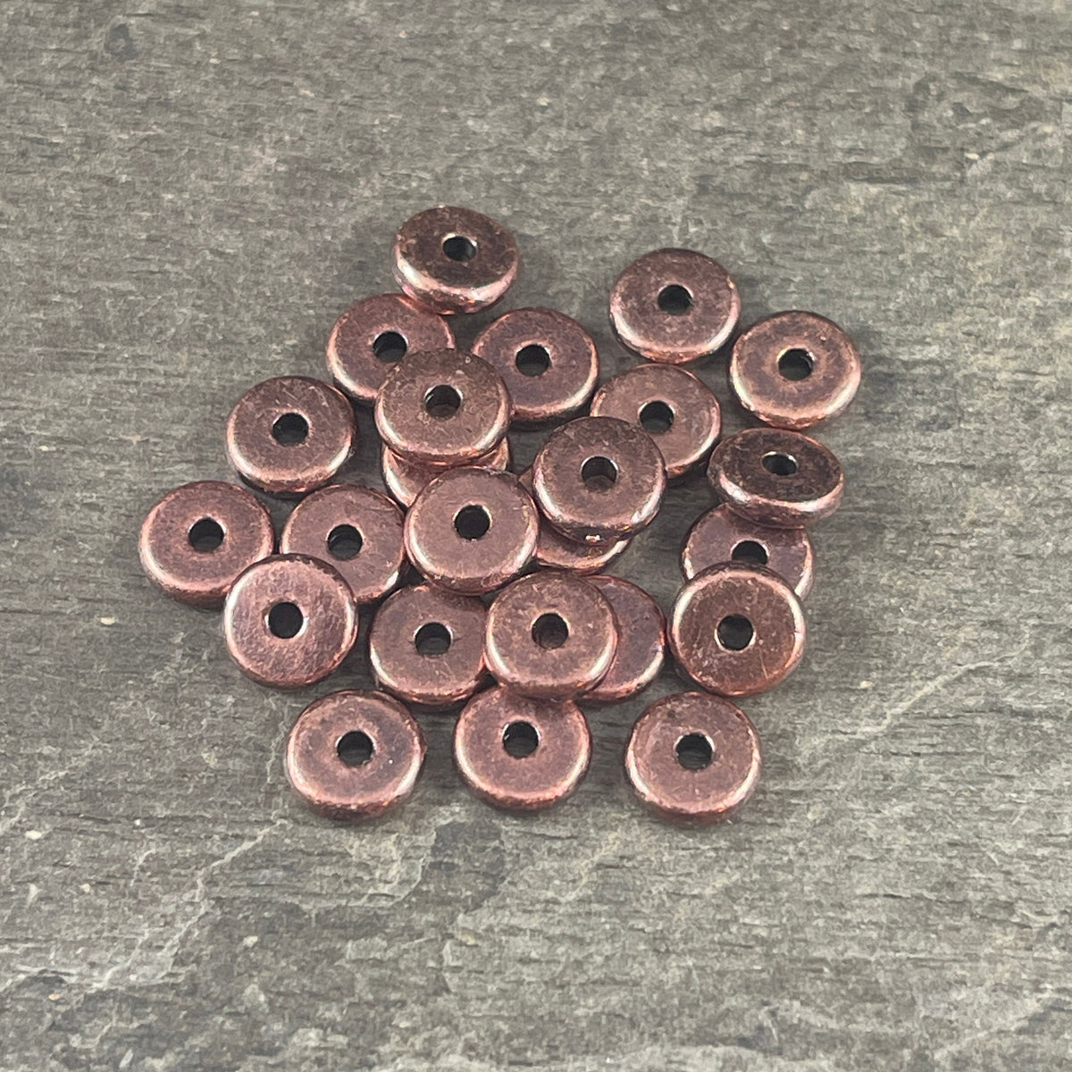 6mm Heishi Spacer Beads, TierraCast, Antiqued Copper Plated Pewter (PF/403-87) * 20 Beads