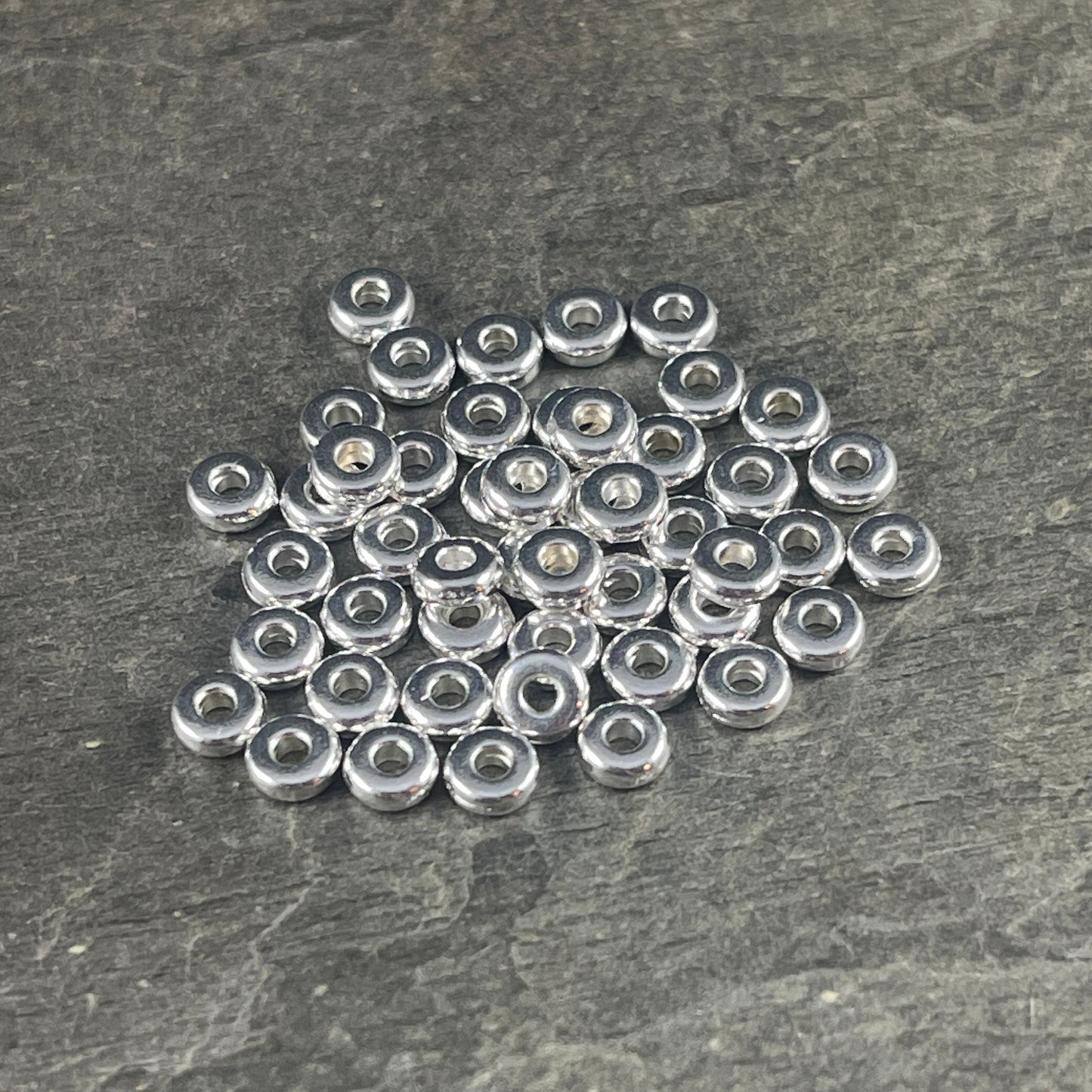 TierraCast 4mm Heishi Rondelle, Small Fine Silver Plated Spacer Bead (PF/401-10) * Qty. 50