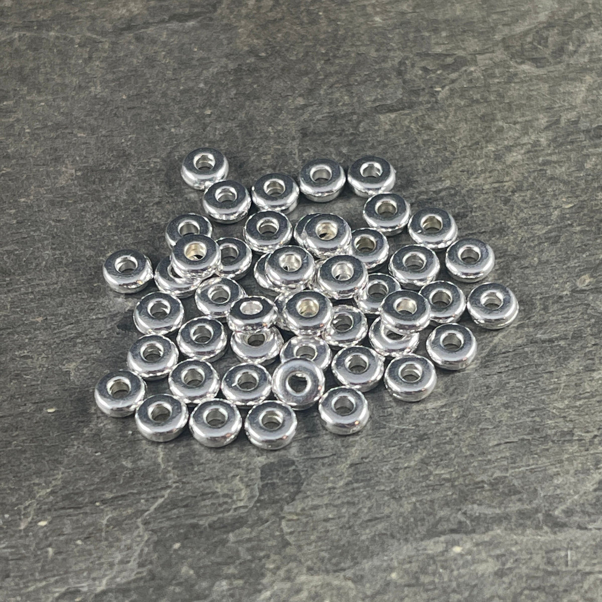 TierraCast 4mm Heishi Rondelle, Small Fine Silver Plated Spacer Bead (PF/401-10) * Qty. 50