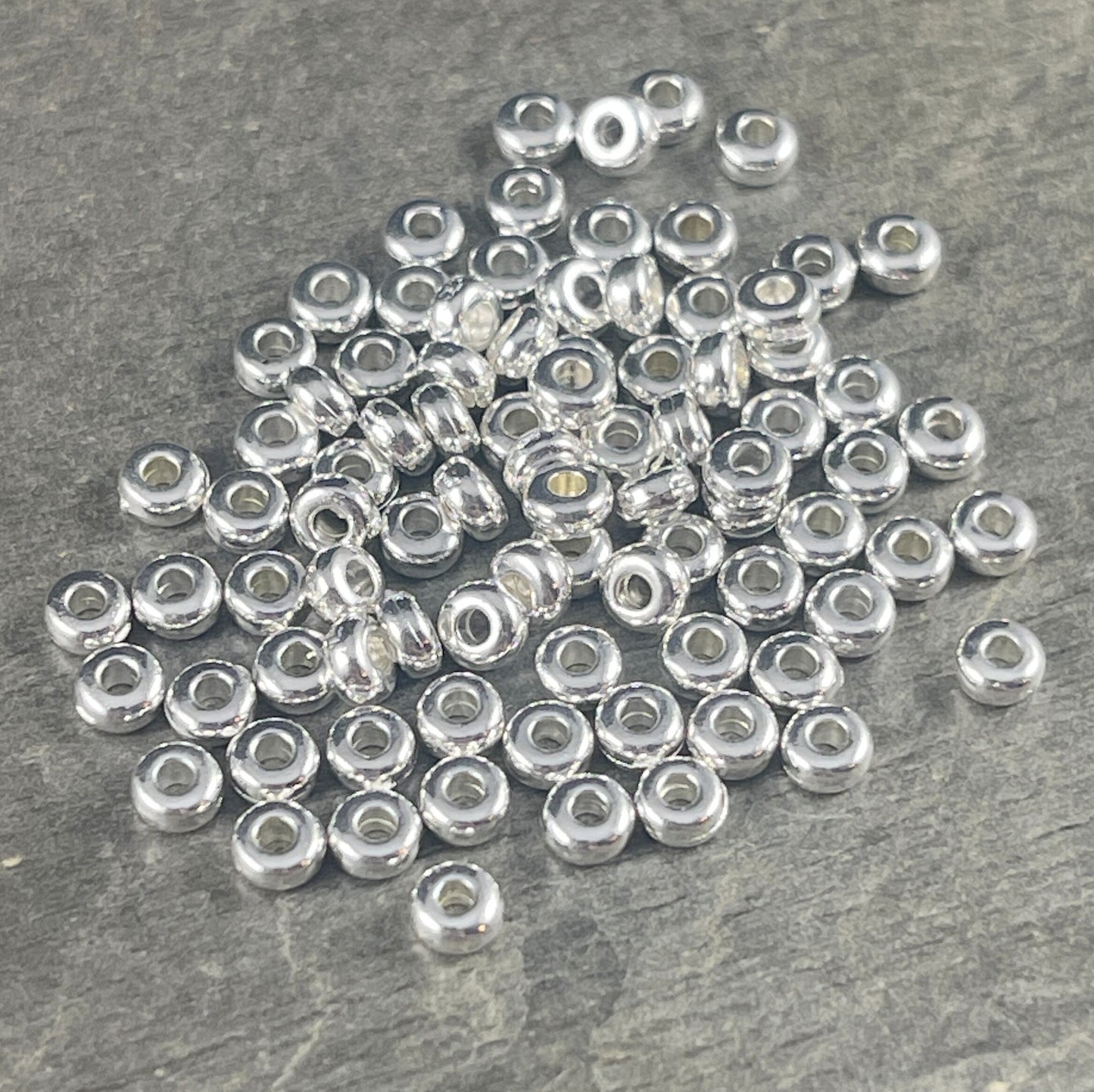 TierraCast Tiny 3mm Heishi Spacer Bead, Fine Silver Plated, Nickel Free (PF/400-10) * Qty. 50