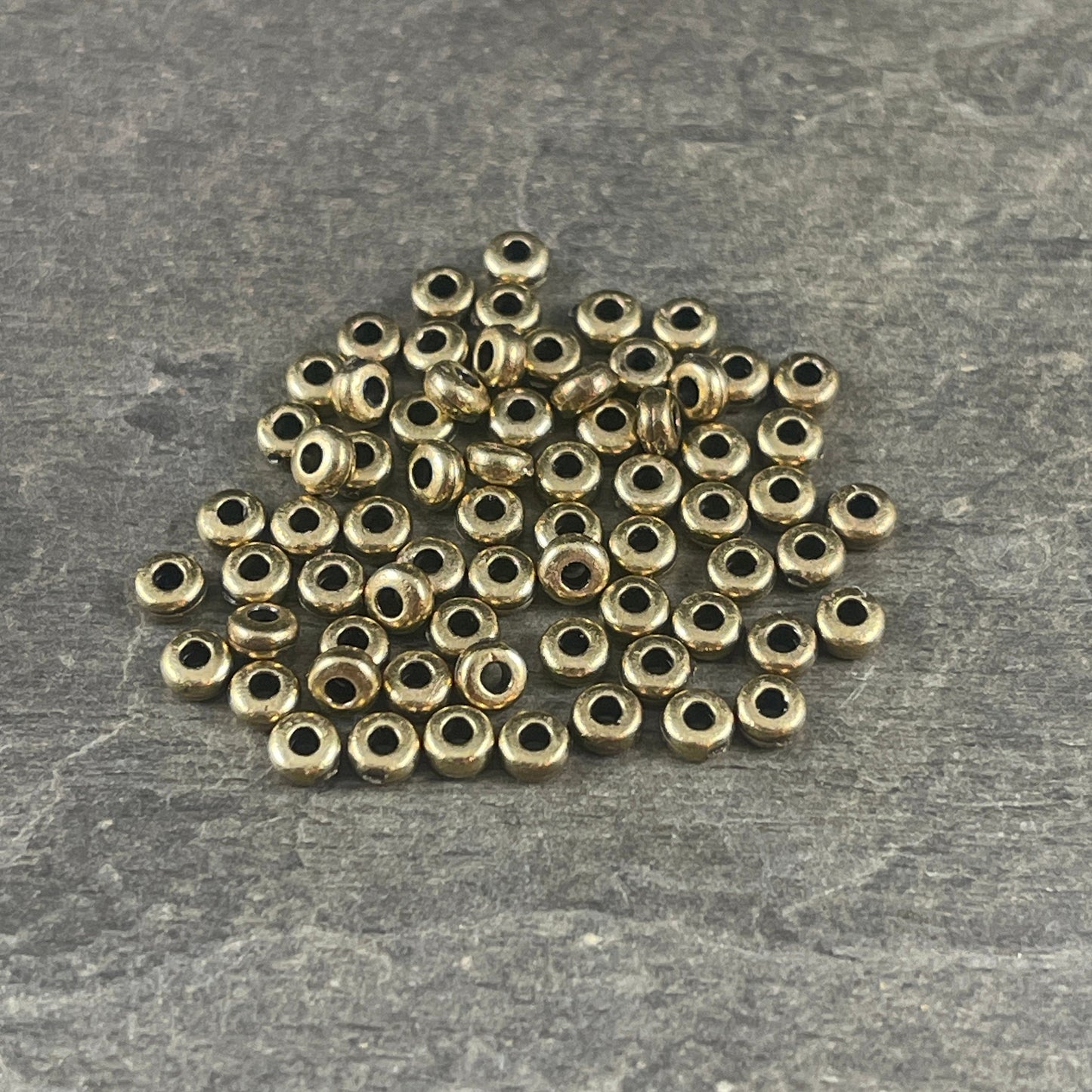 TierraCast Tiny 3mm Heishi Spacer Bead, Antiqued Brass Plated (PF/400-57) * Qty. 50
