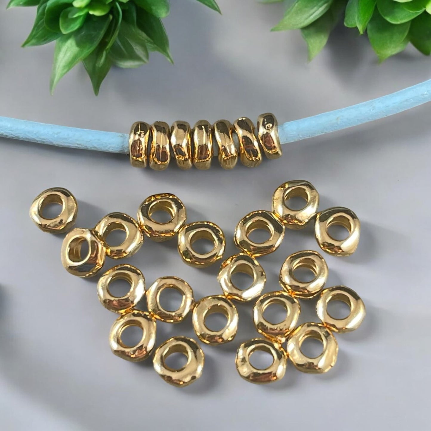 TierraCast 4.5mm Heishi Nugget, 2mm Large Hole Rondell, 24k Gold Plated Organic Spacer (PF/408-12) * Qty. 20