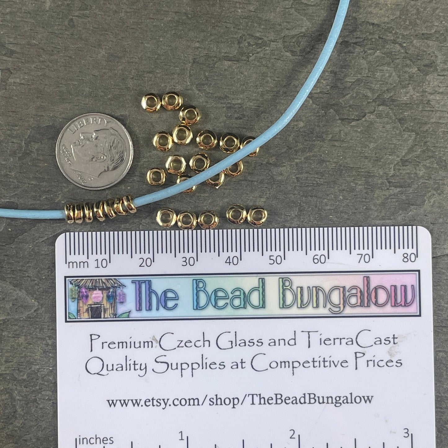TierraCast 4.5mm Heishi Nugget, 2mm Large Hole Rondell, 24k Gold Plated Organic Spacer (PF/408-12) * Qty. 20