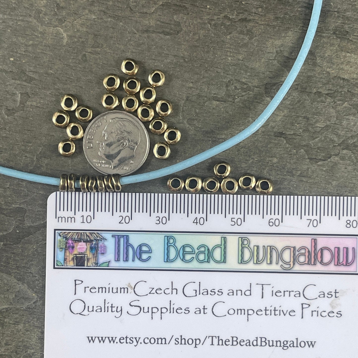 TierraCast 4.5mm Heishi Nugget, 2mm Large Hole Rondelle, Antiqued Brass Organic Spacer (PF/408-57) * Qty. 20