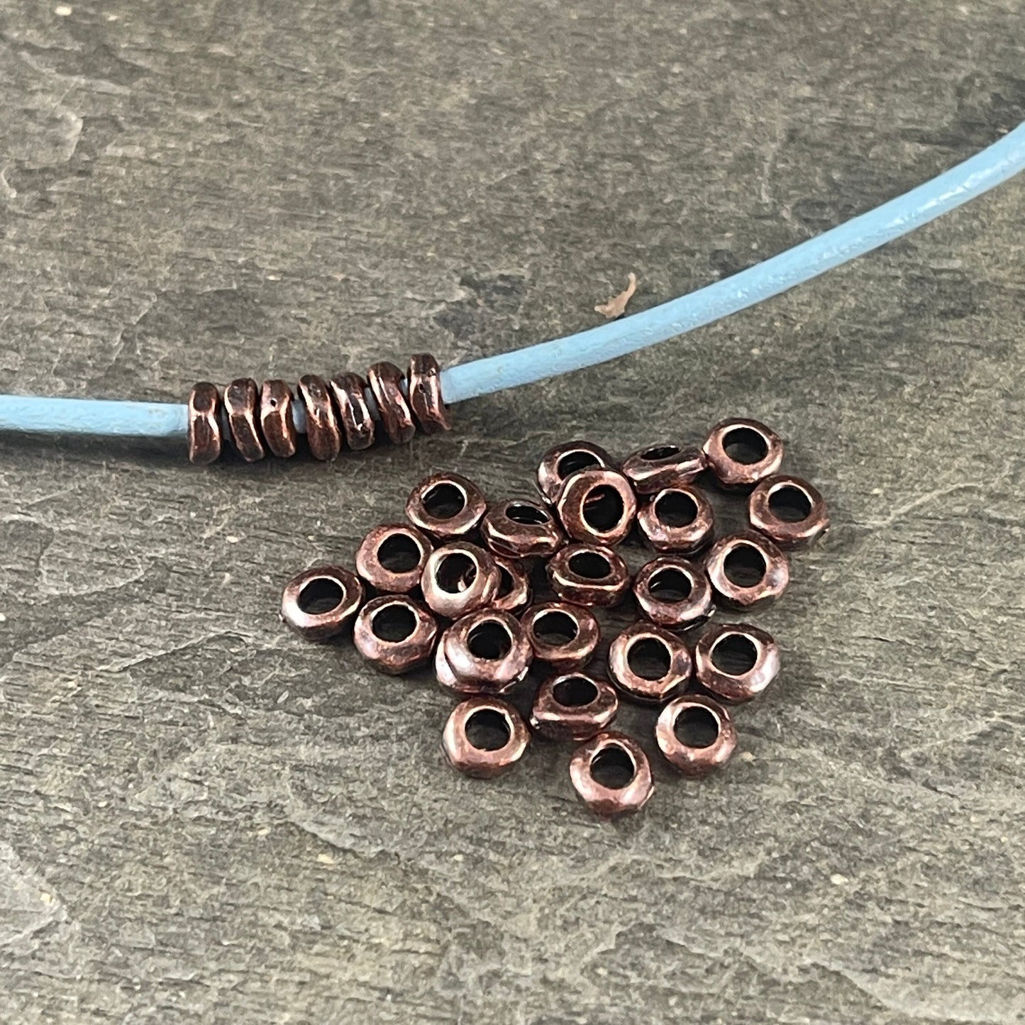 TierraCast Large Hole 4.5mm Nugget Rondelle, Antiqued Copper Plated (PF/408-87) * 20 Beads