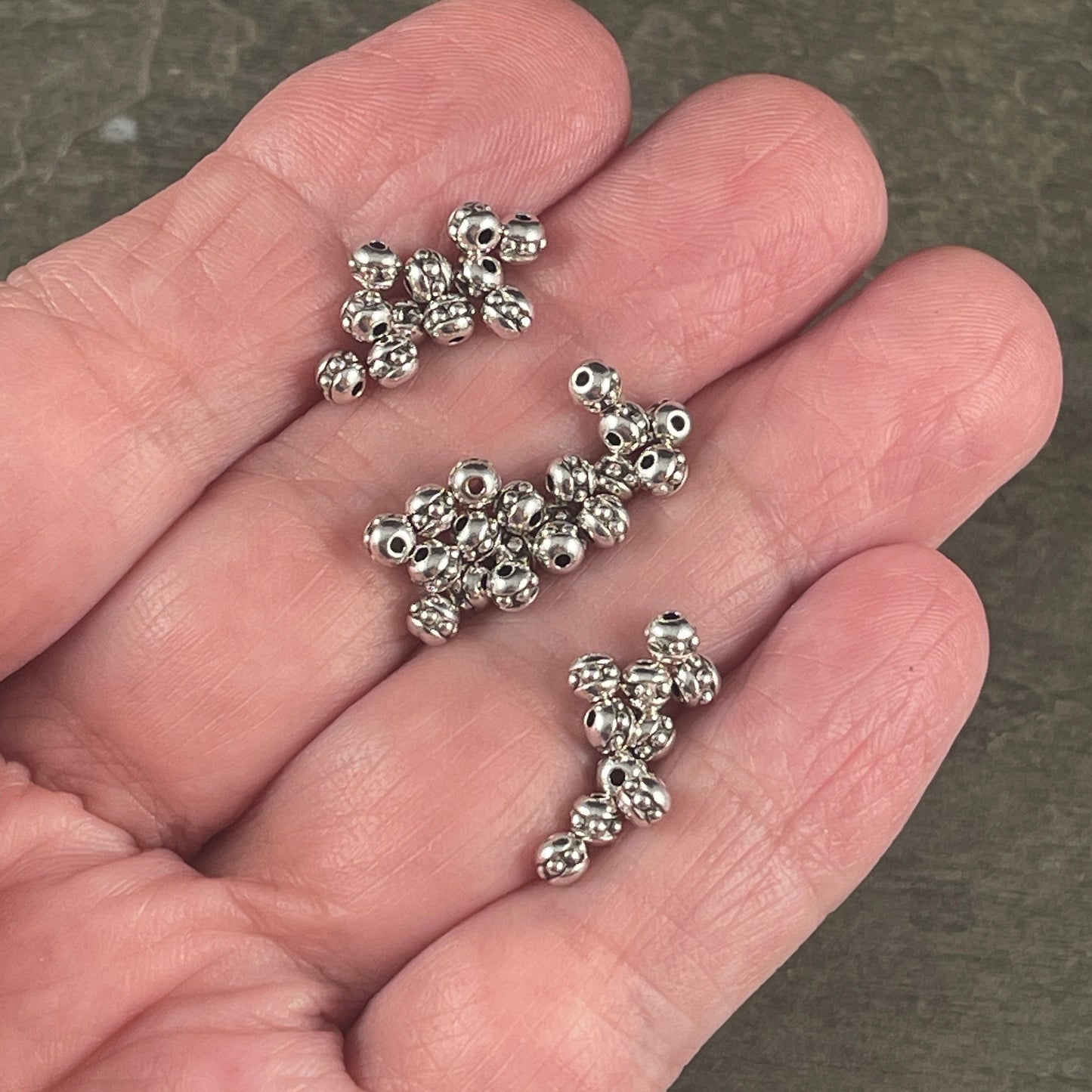 TierraCast 3mm Round Beaded Spacer Bead, Antiqued Fine Silver Plated Seed Bead Size 8 (PF/406-77) * Qty. 50