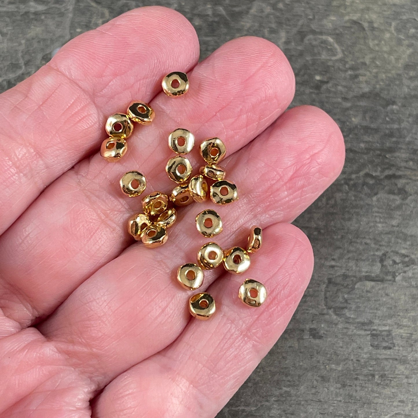 TierraCast 5mm Heishi Nugget Rondelle, Organic Rondelle Spacer, 24k Gold Plated Nugget Spacer (PF/398-12) * Qty. 20