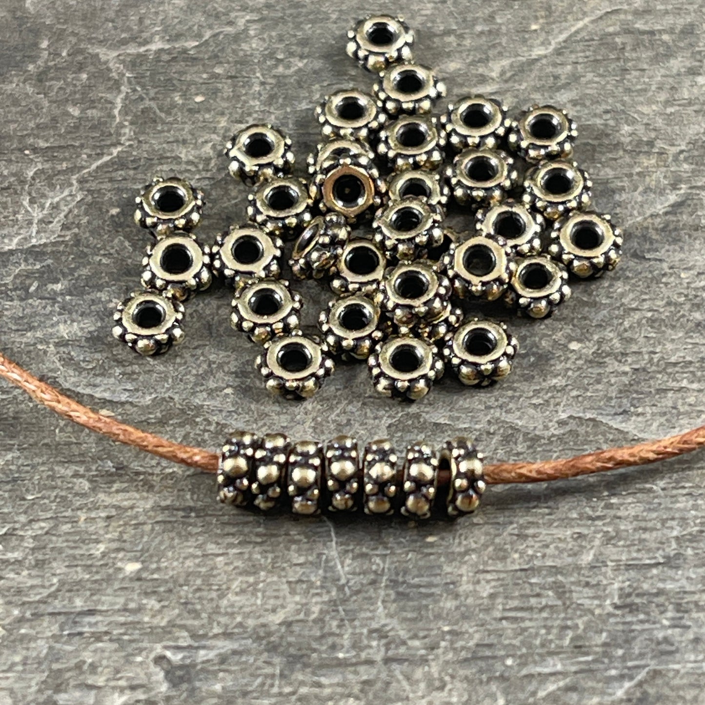 TierraCast 4mm Turkish Rondelle Spacer Bead, Antiqued Brass Plated Pewter (PF/394-57) * Qty. 50