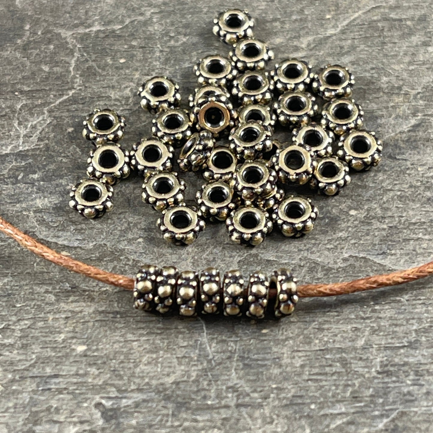 TierraCast 4mm Turkish Rondelle Spacer Bead, Antiqued Brass Plated Pewter (PF/394-57) * Qty. 50
